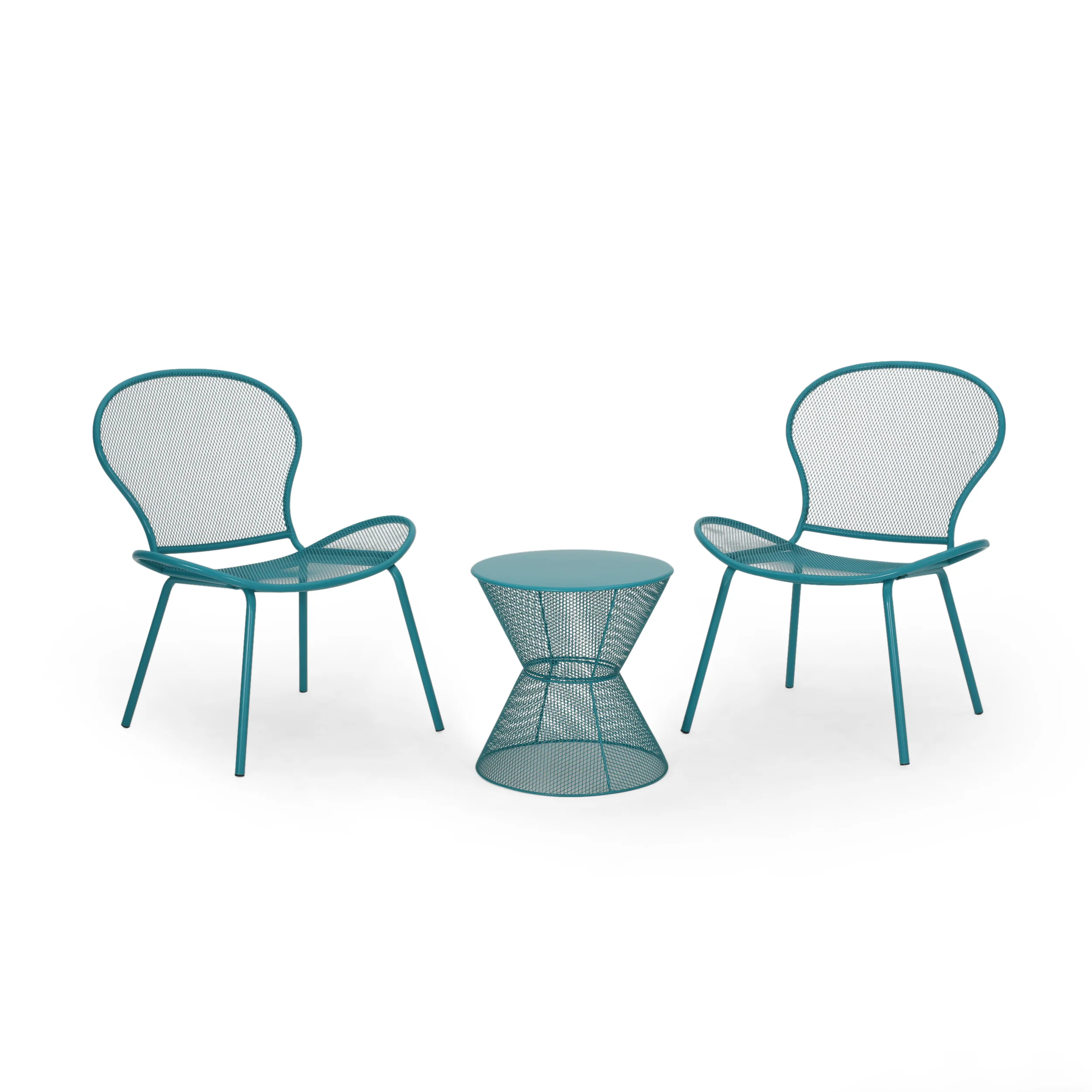 Tristian Modern Outdoor 2 Seater Iron Chat Set with Side Table - furnishings