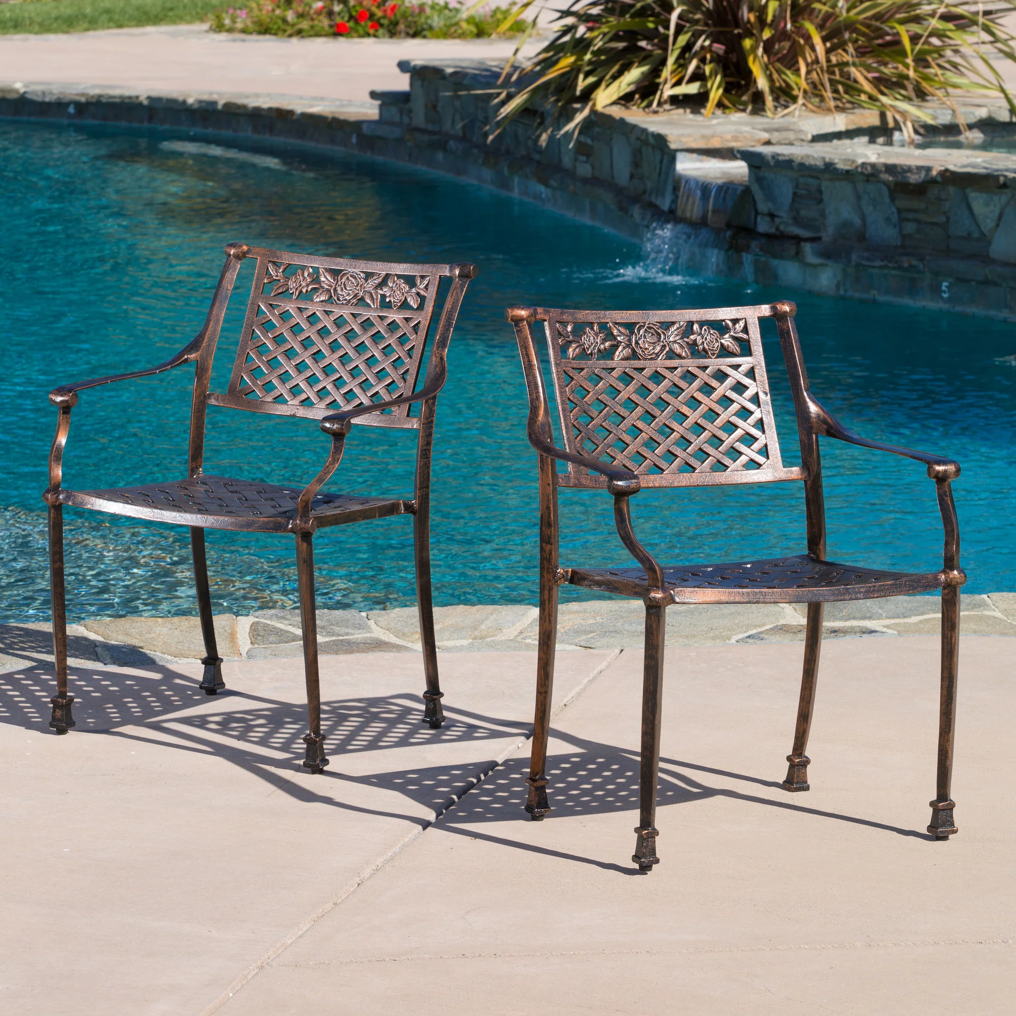 Sierra Outdoor Cast Aluminum Dining Chairs (Set of 2) - furnishings