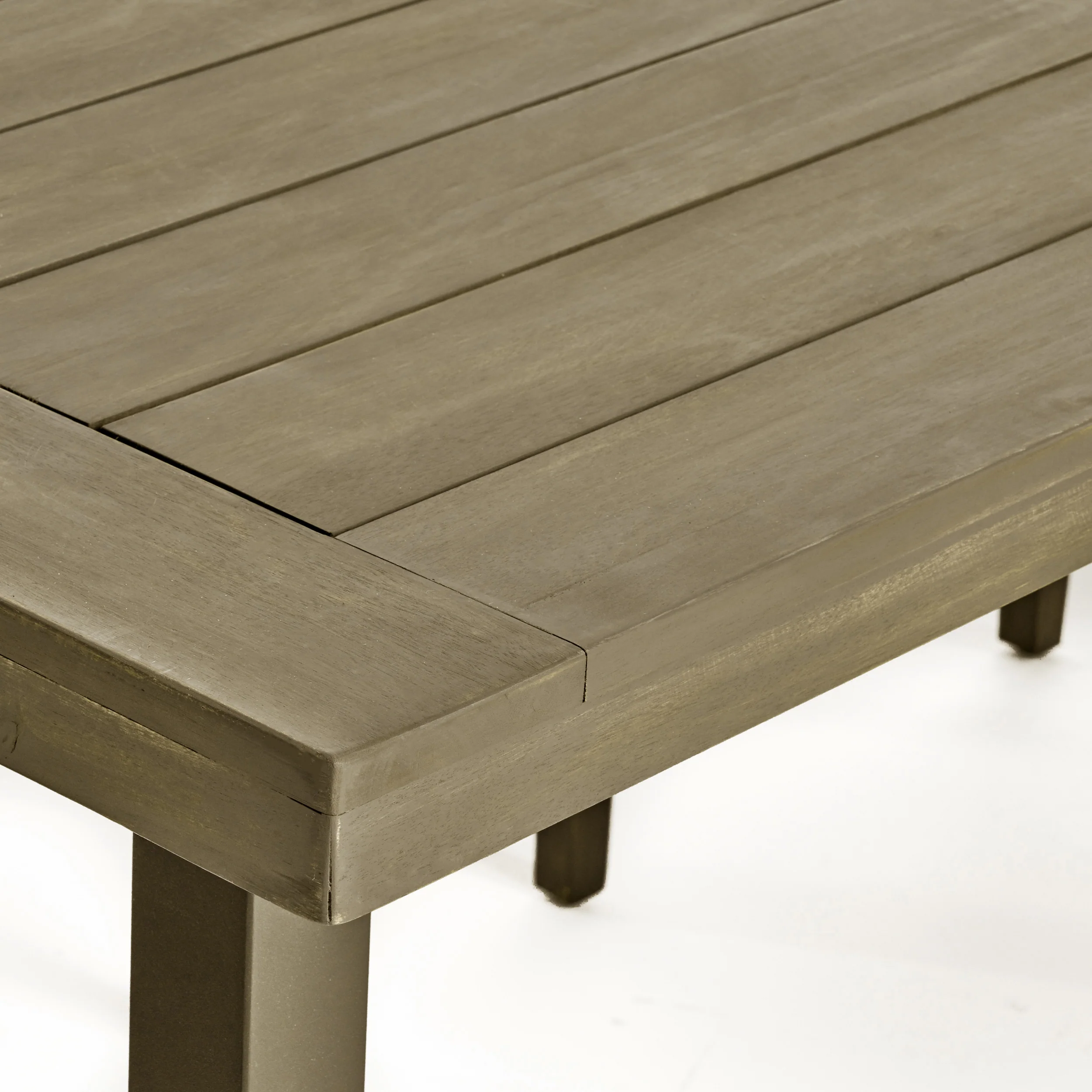 Mika Outdoor Finished Acacia Wood Dining Table with Metal Legs - furnishings
