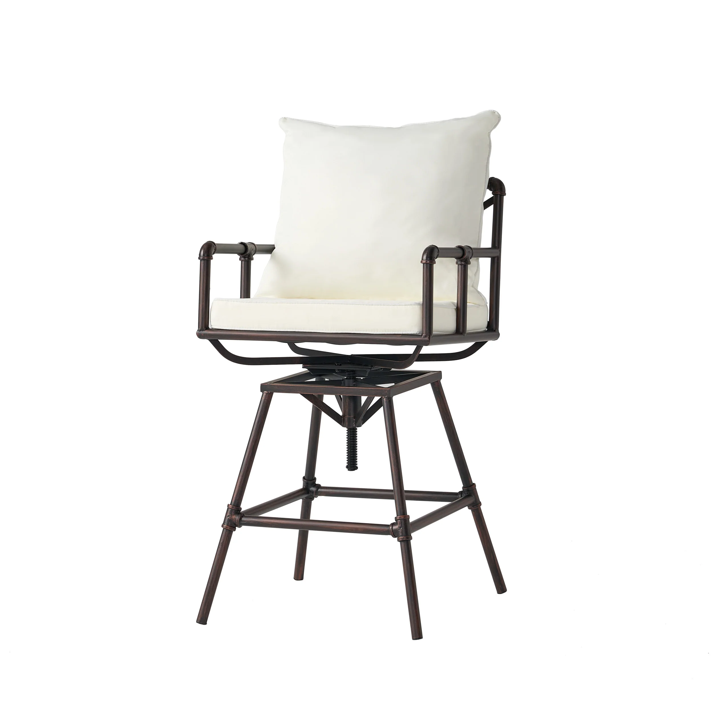 Varick Outdoor Adjustable Pipe Barstool with Cushions - furnishings