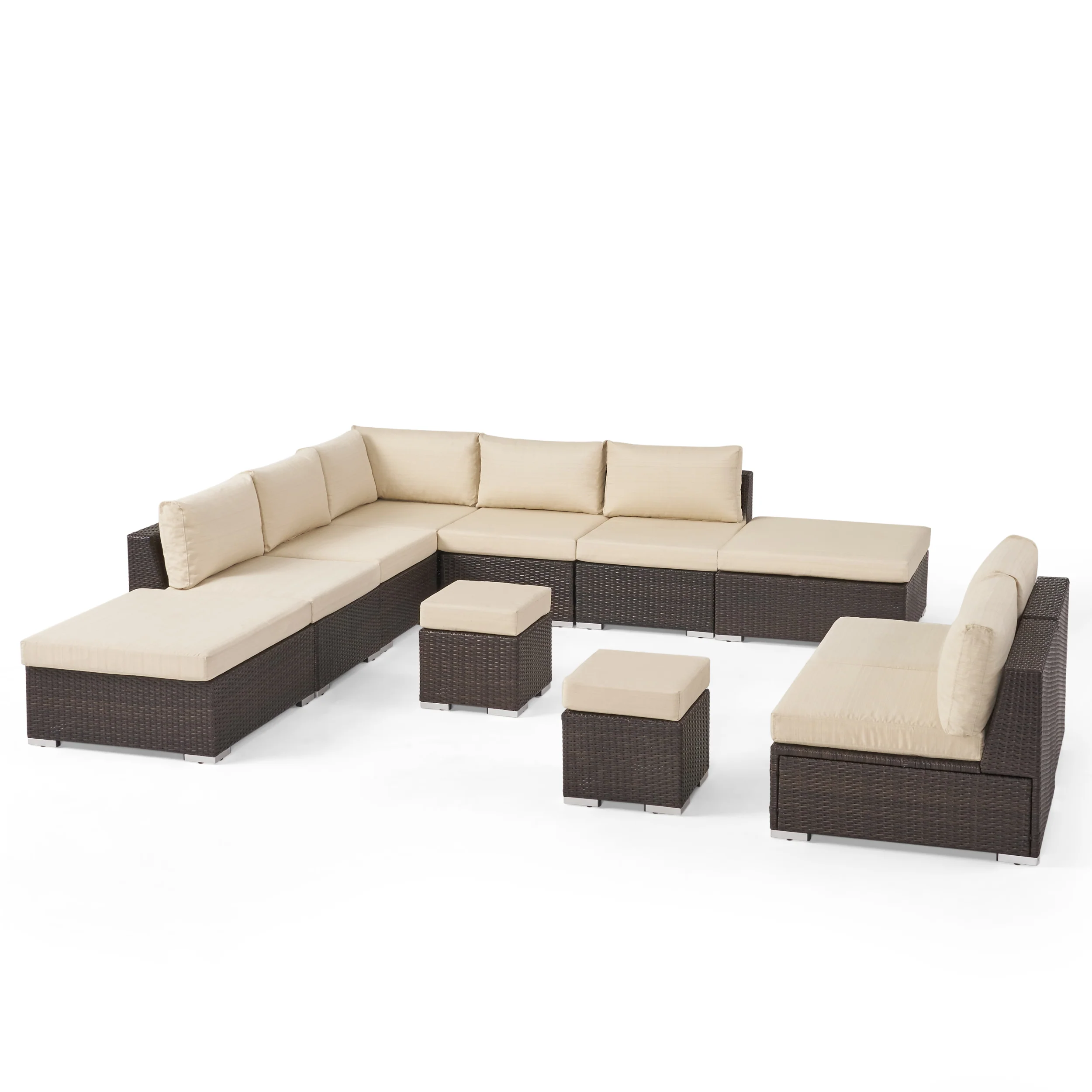 Tammy Rosa Outdoor 7 Seat Wicker Sofa Sectional Set with Aluminum Frame - furnishings