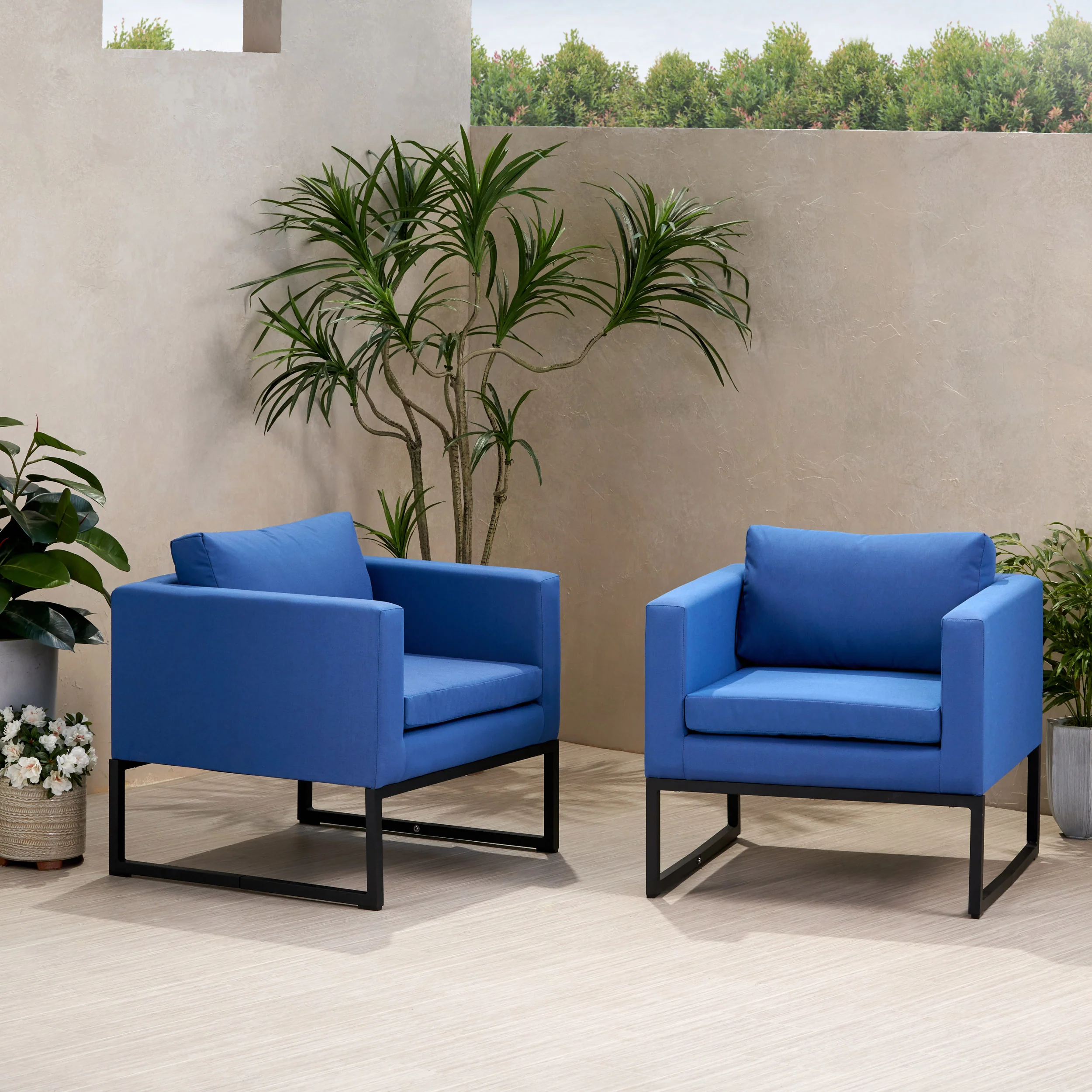 Jacqueline Modern Outdoor Upholstered Club Chair (Set of 2) - furnishings