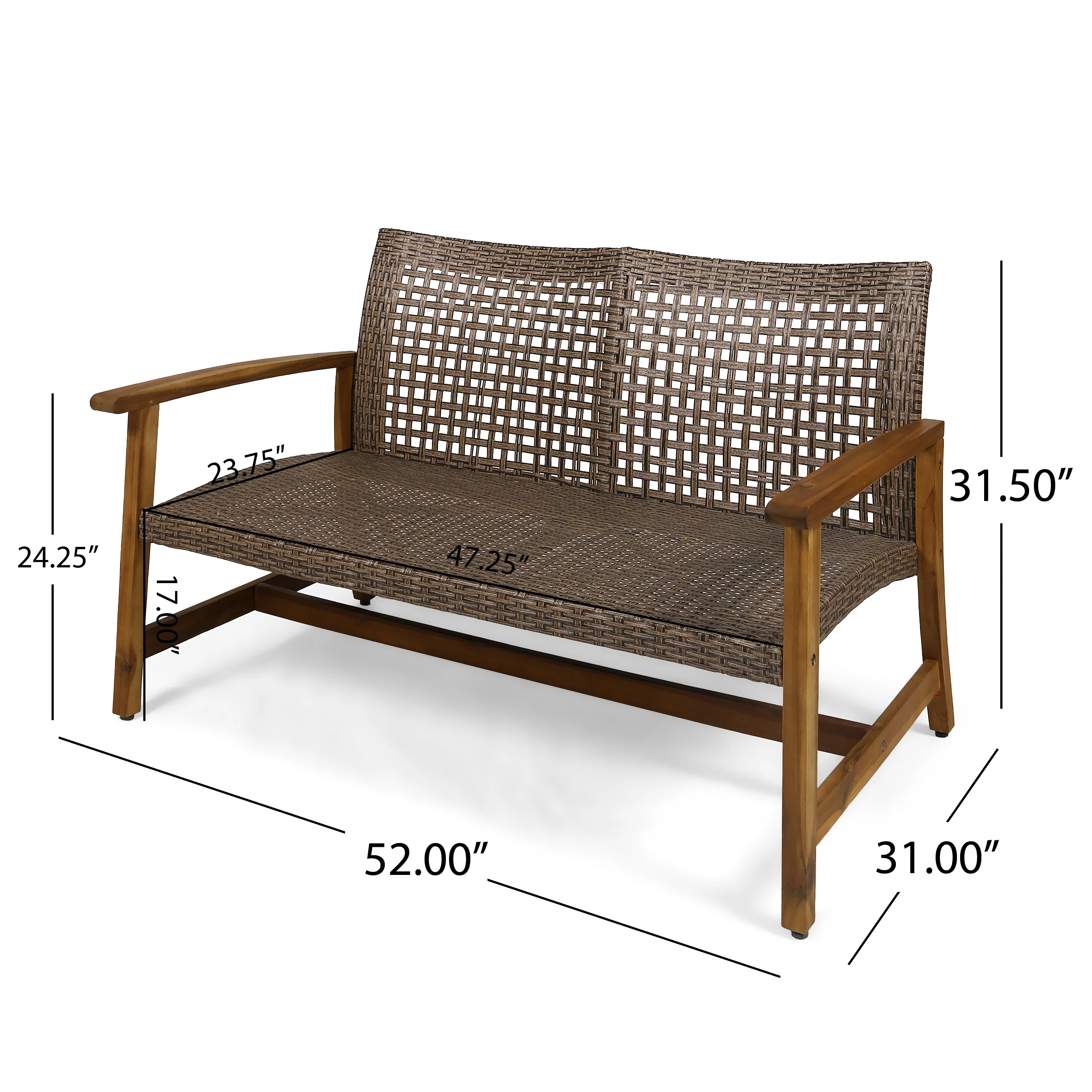 Tabby Outdoor 6 Seater Wood and Wicker Chat Set with Fire Pit - furnishings