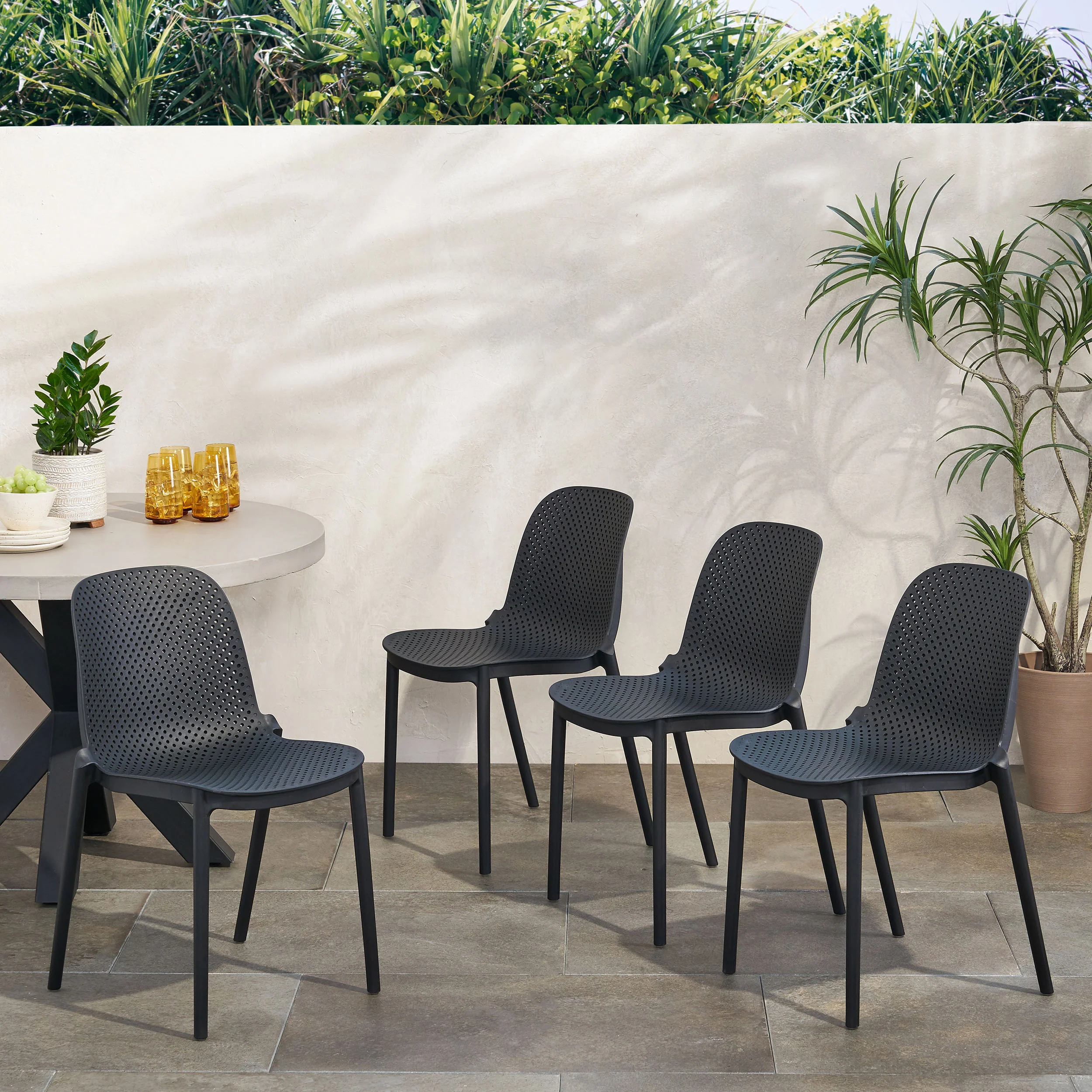 Edenton Outdoor Modern Stacking Dining Chair (Set of 4) - furnishings