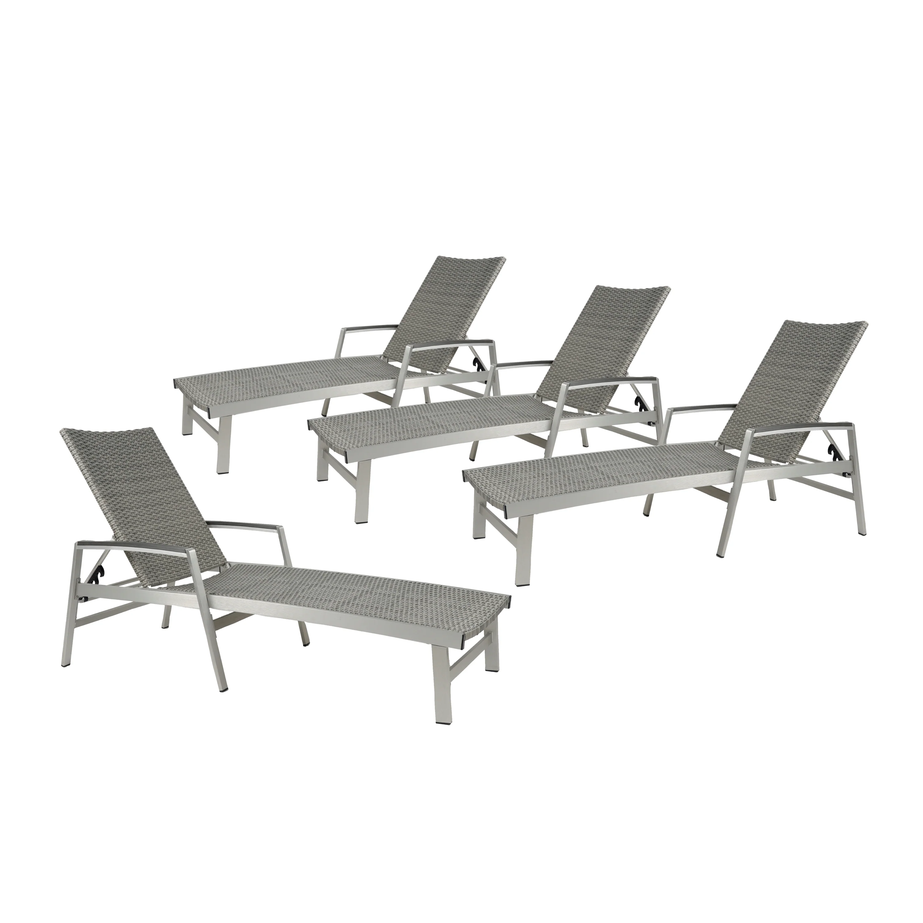 Stanley Outdoor Wicker and Aluminum Chaise Lounges (Set of 4), Gray Finish - furnishings
