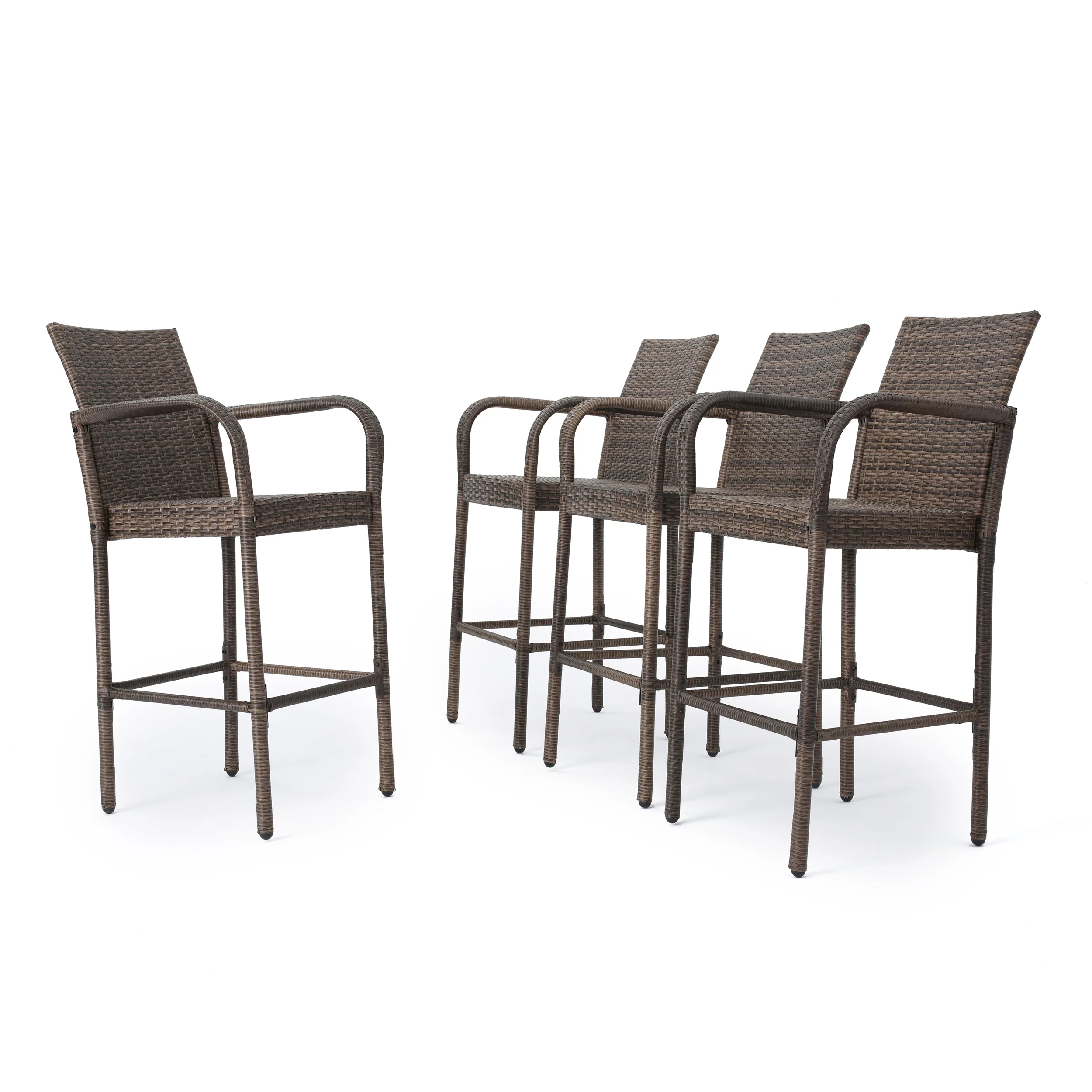 Conquista 30-Inch Outdoor Mix Mocha Wicker Barstool - furnishings