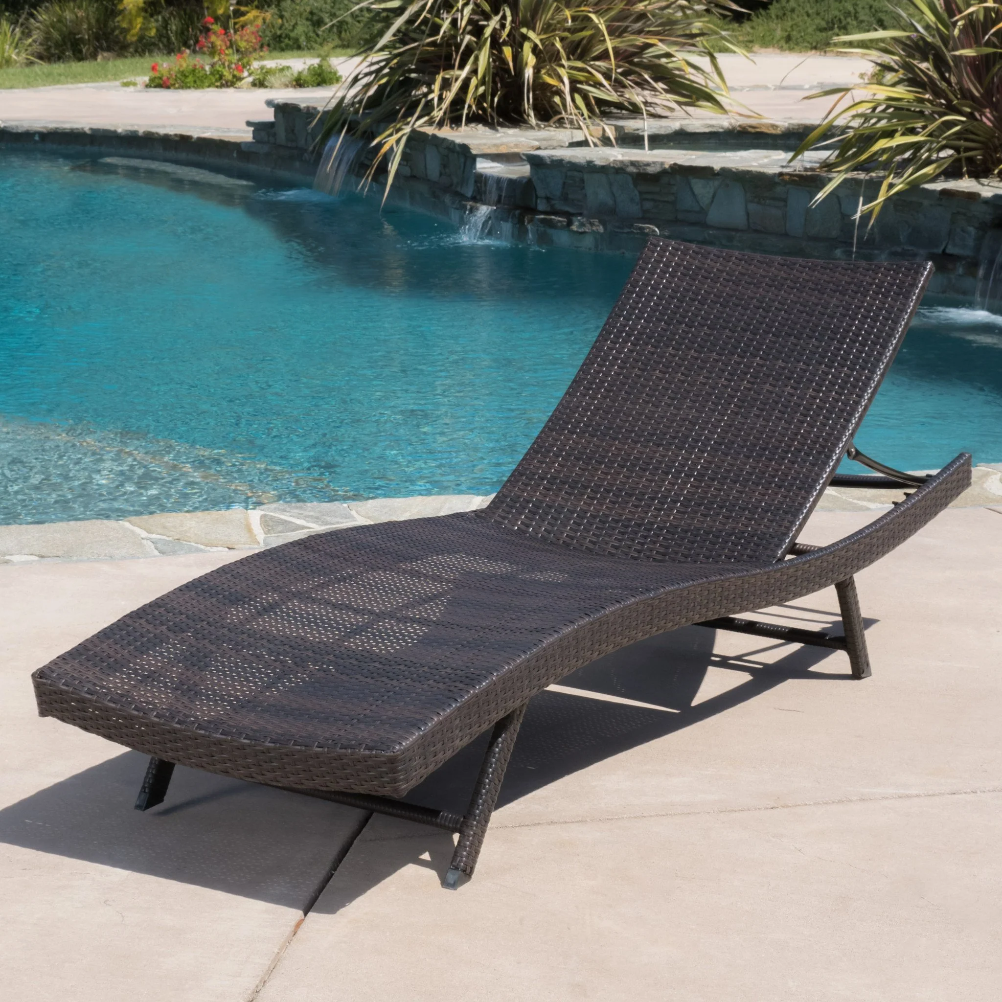 Eliana Outdoor 6pc Brown Wicker Chaise Lounge Chairs Set - furnishings