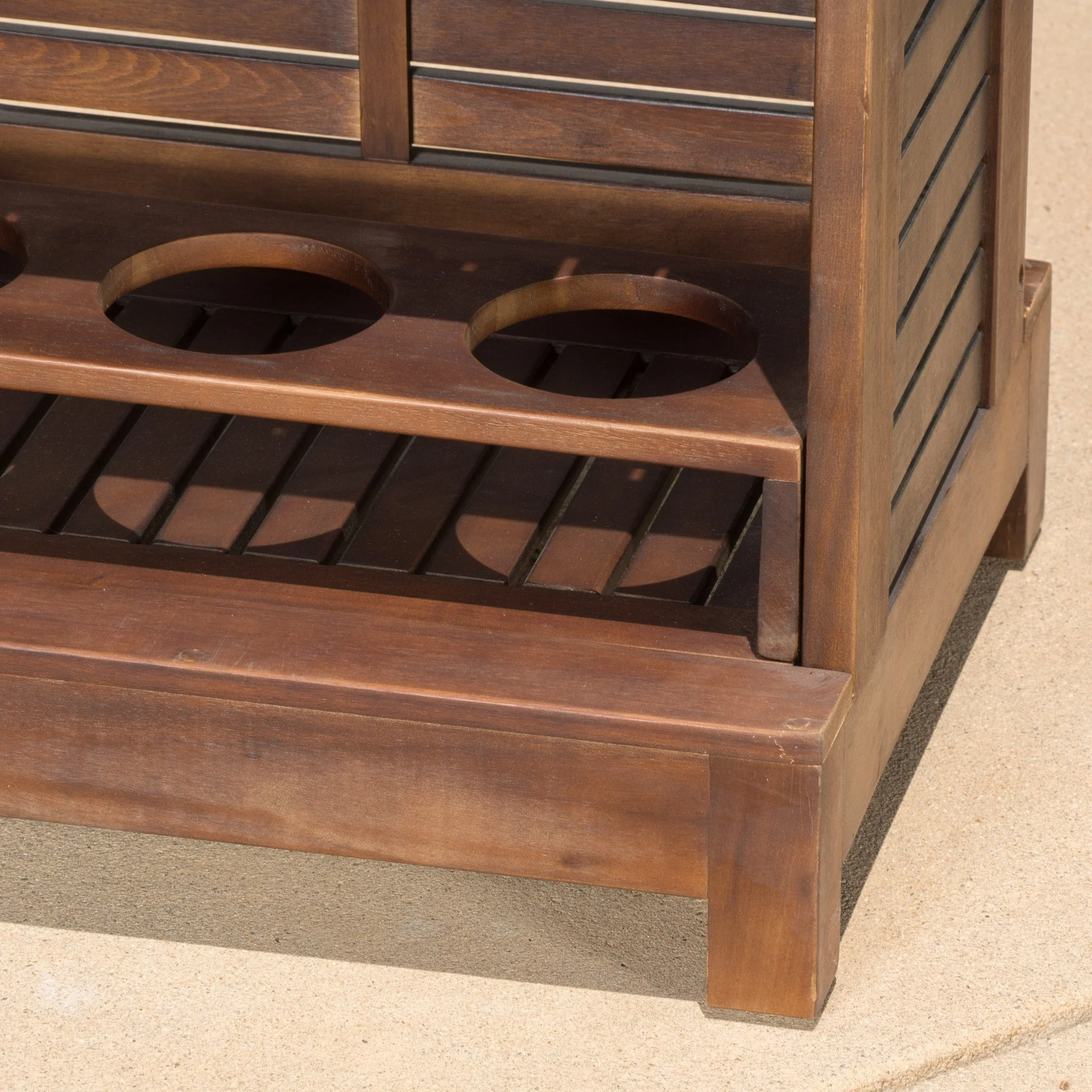 Jalama Acacia Wood Bar Table with Storage, Rich Mahogany - furnishings