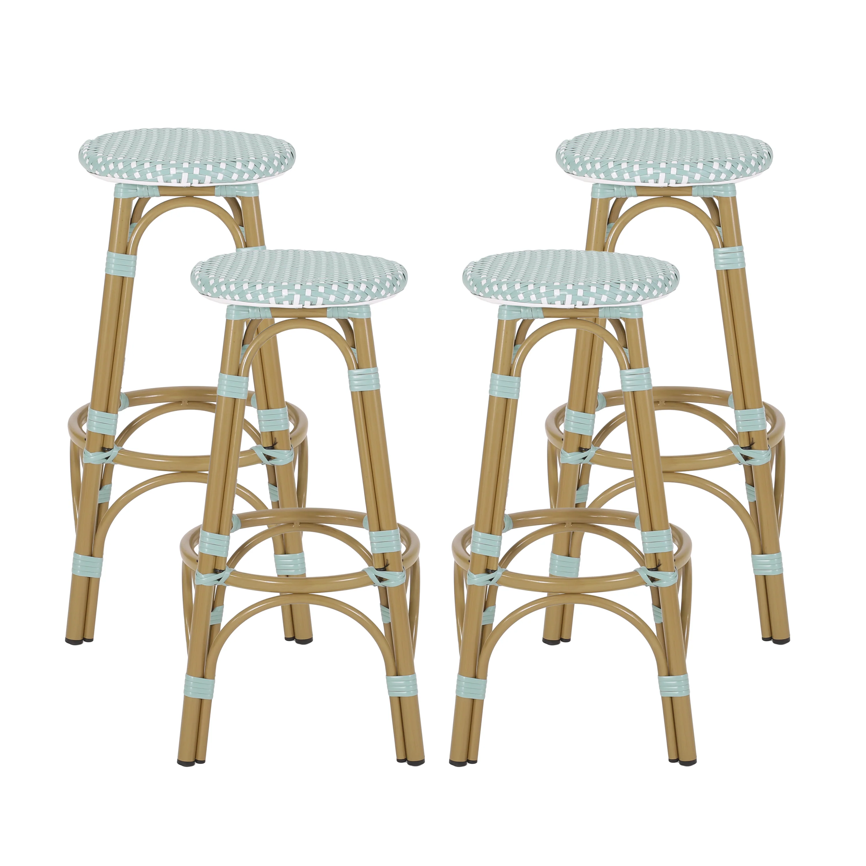 Dohney Outdoor French Aluminum 29.5 Inch Barstools, Set of 4 - furnishings
