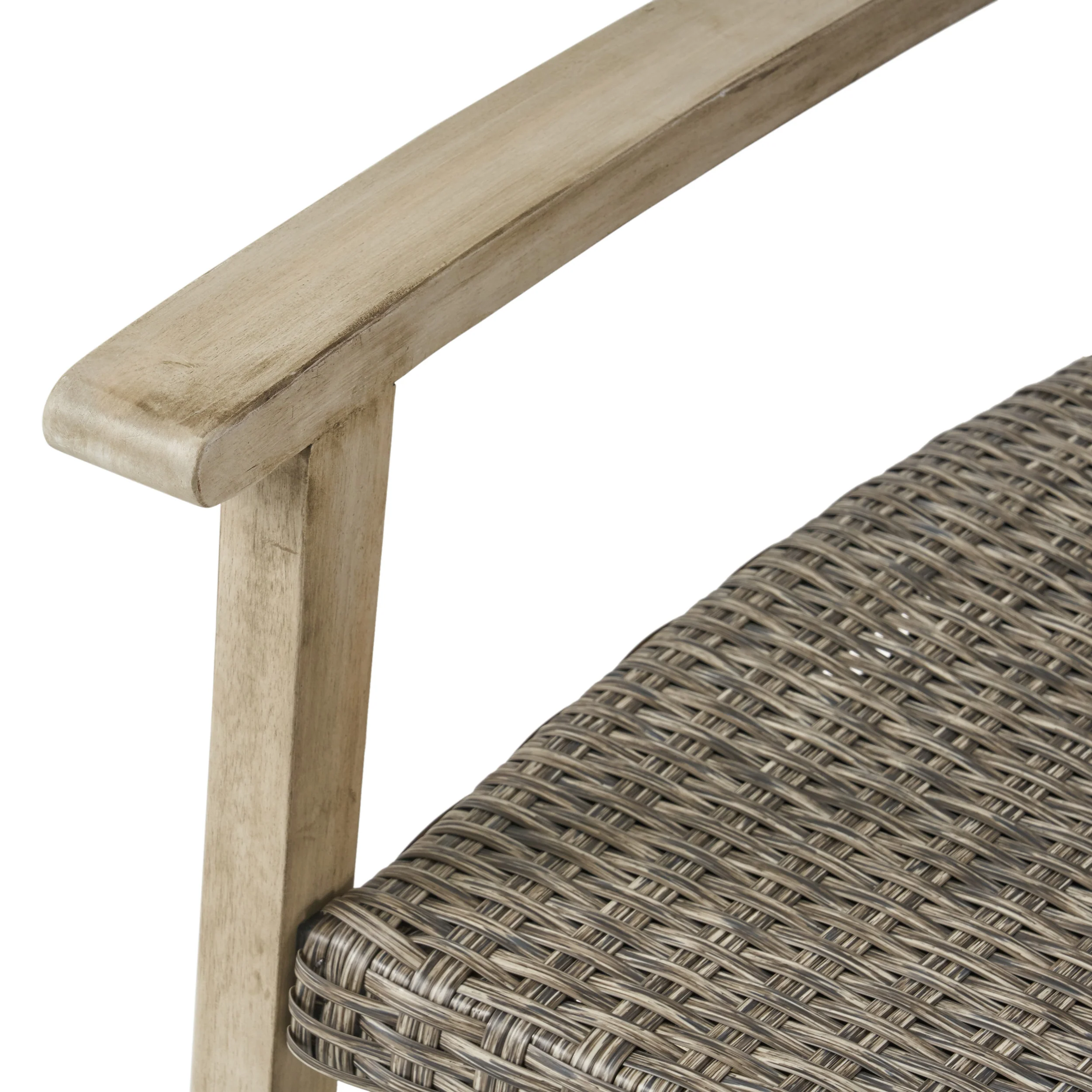 Eleanor Outdoor 5 Piece Wood and Wicker Club Chairs and Fire Pit Set - furnishings