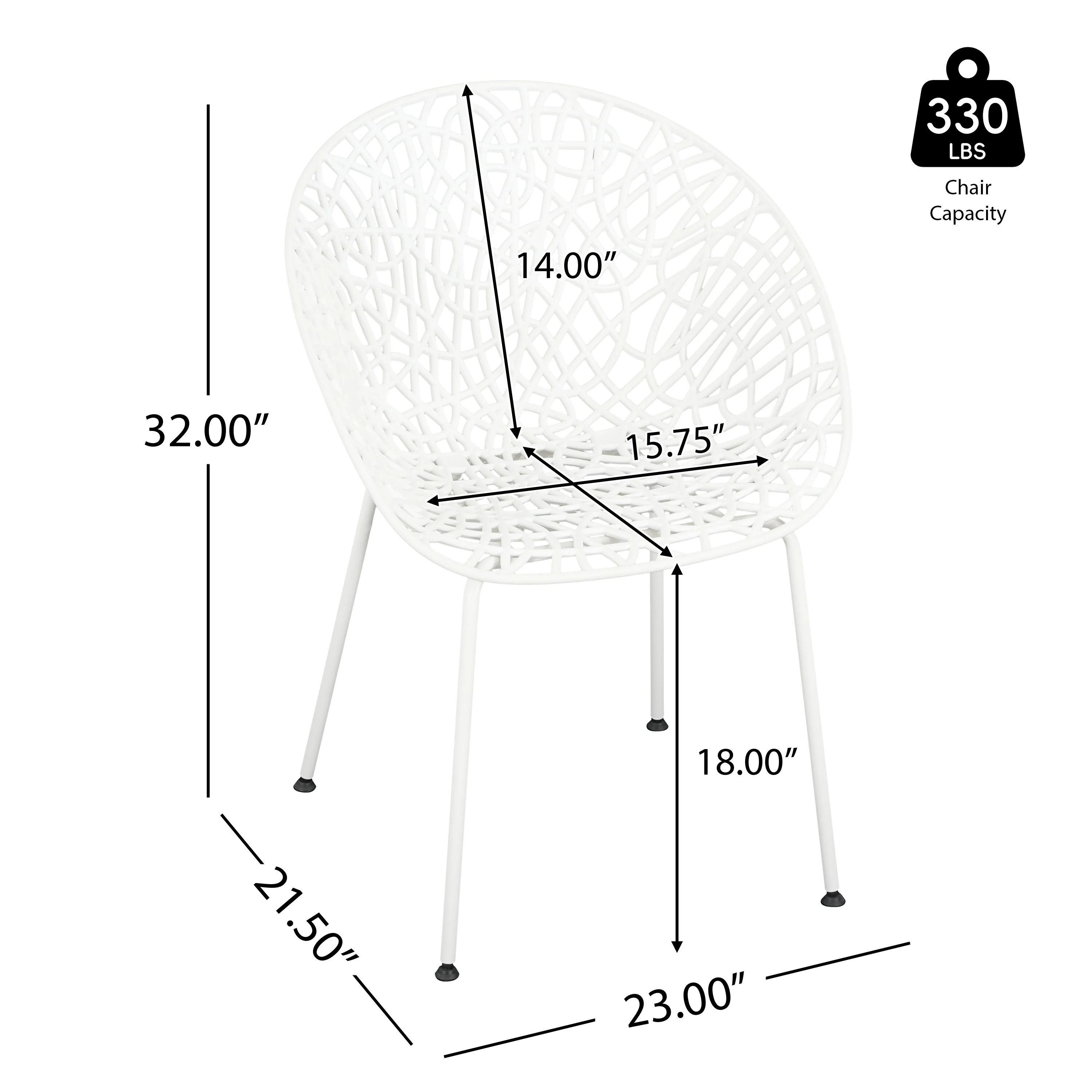 Dahliae Outdoor Patio Dining Chairs, Iron & Plastic, Set of 2 - furnishings