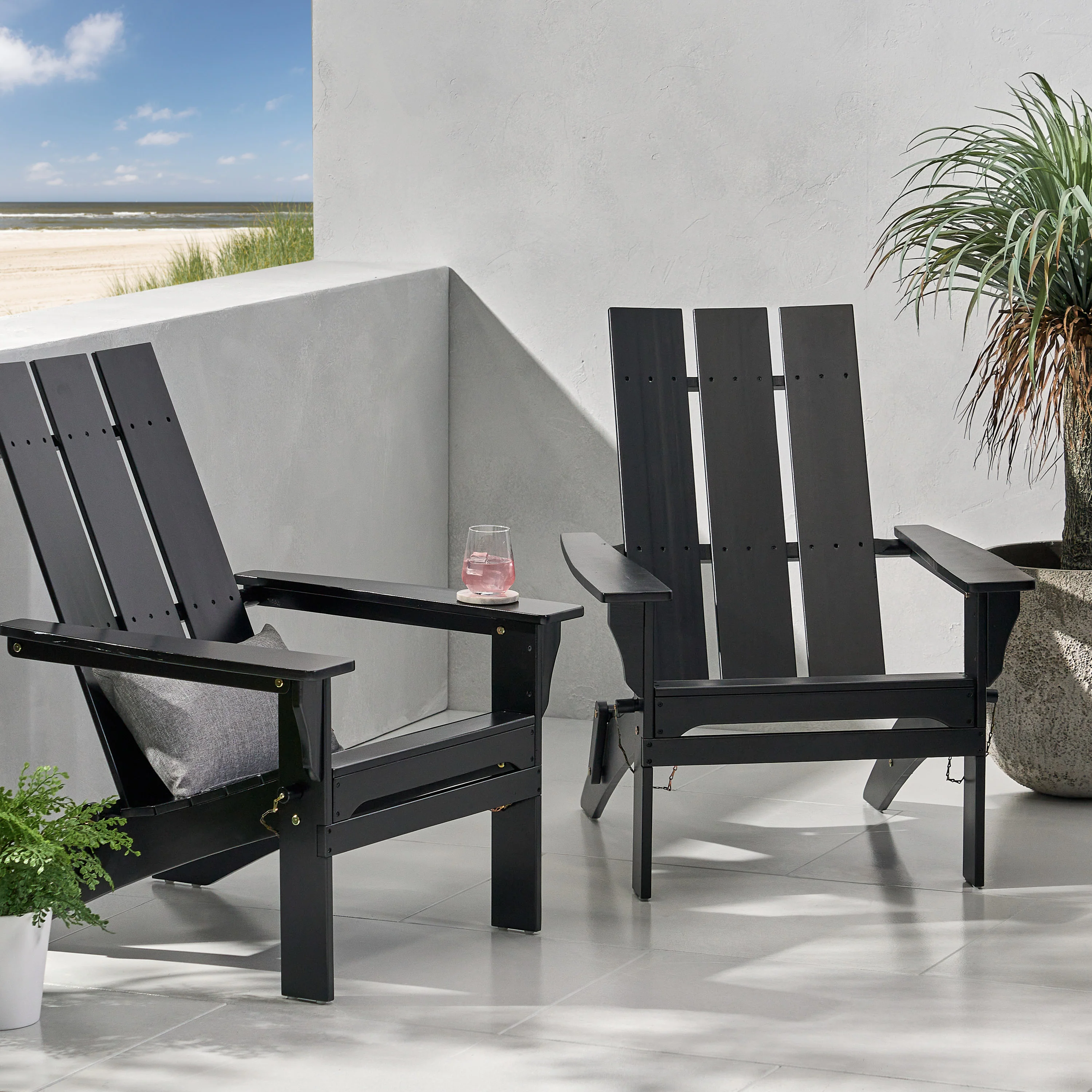 Gurekam Outdoor Acacia Wood Foldable Adirondack Chairs, Set of 2 - furnishings