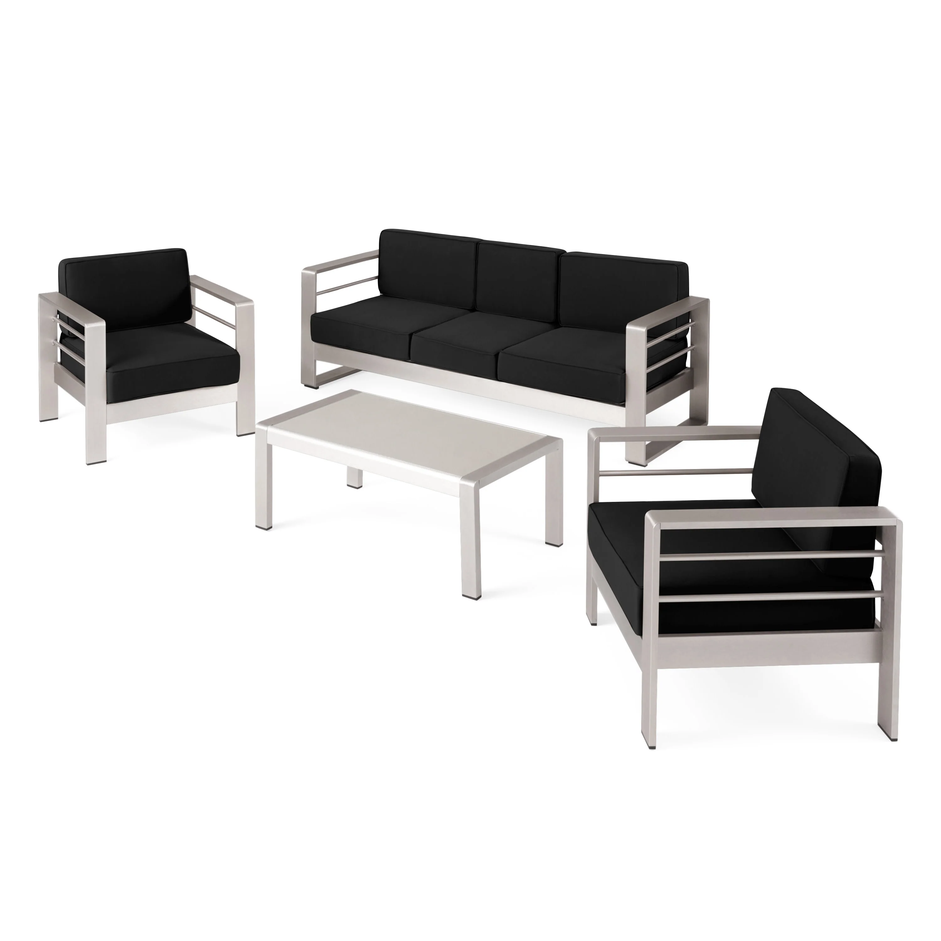 Crested Bay Outdoor Aluminum 5 Seater Chat Set with Sunbrella Cushions - furnishings