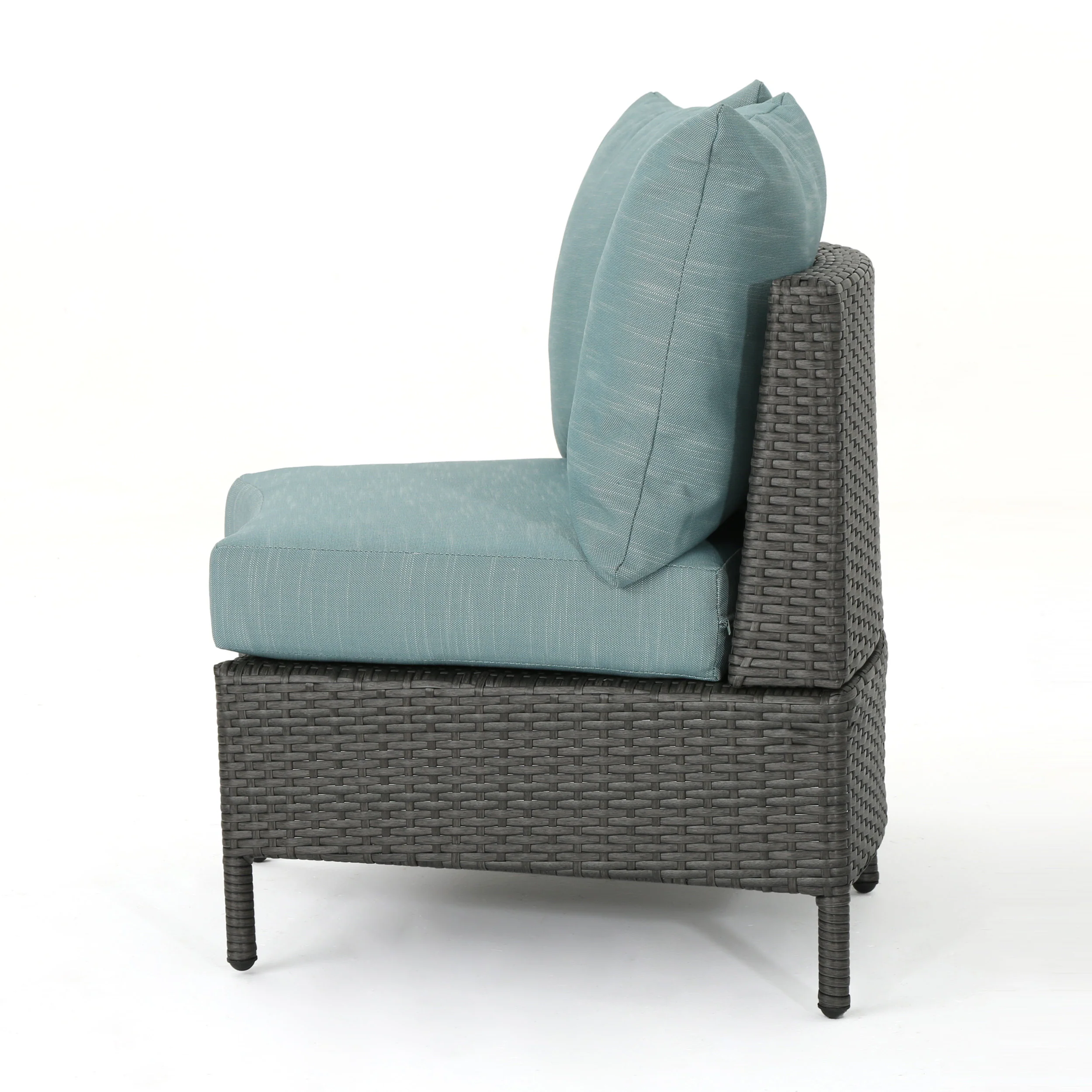 Harper Outdoor Wicker Curved Loveseat Sectional with Cushions - furnishings