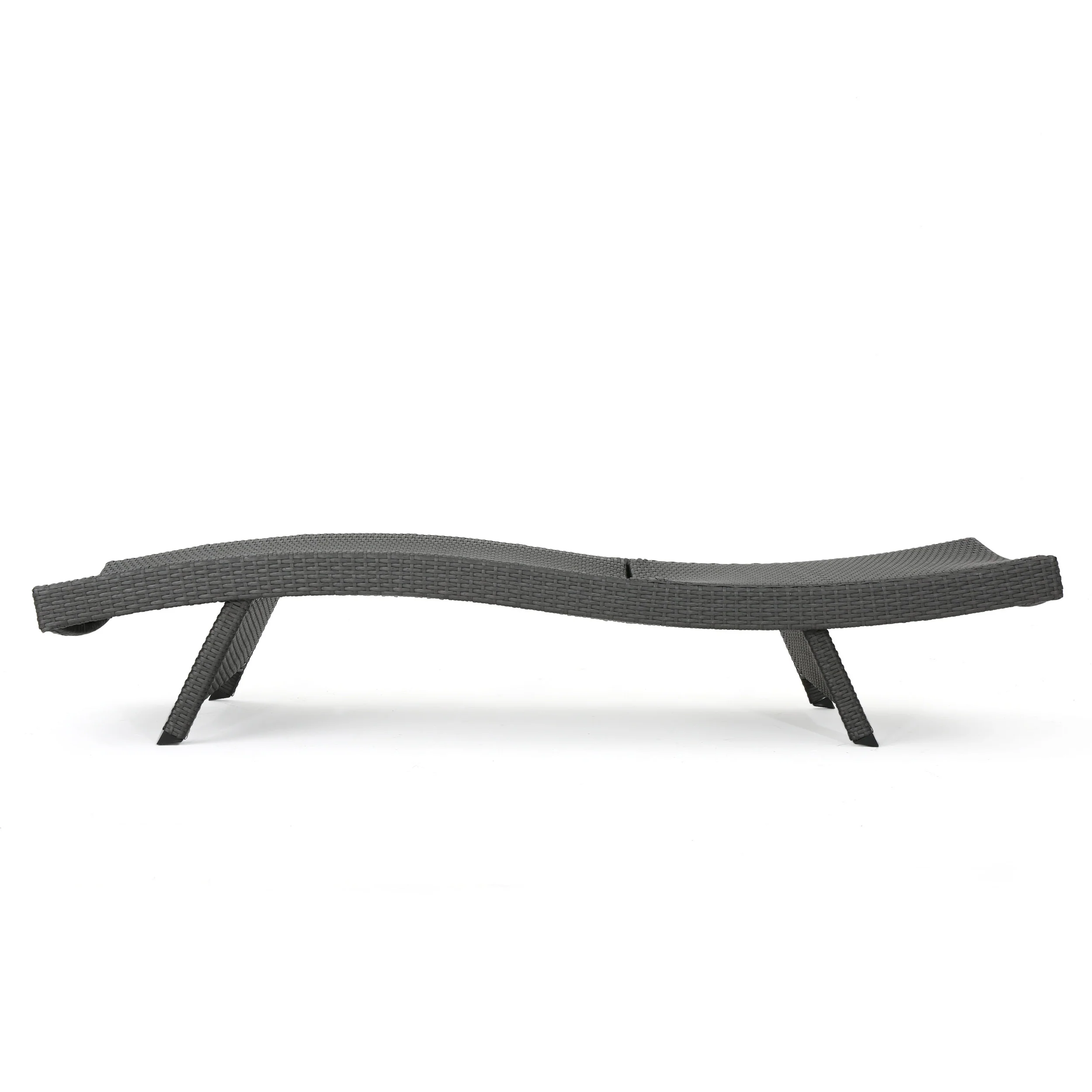 Nassau Outdoor Grey Wicker Adjustable Chaise Lounge with Cushion (Set of 2) - furnishings