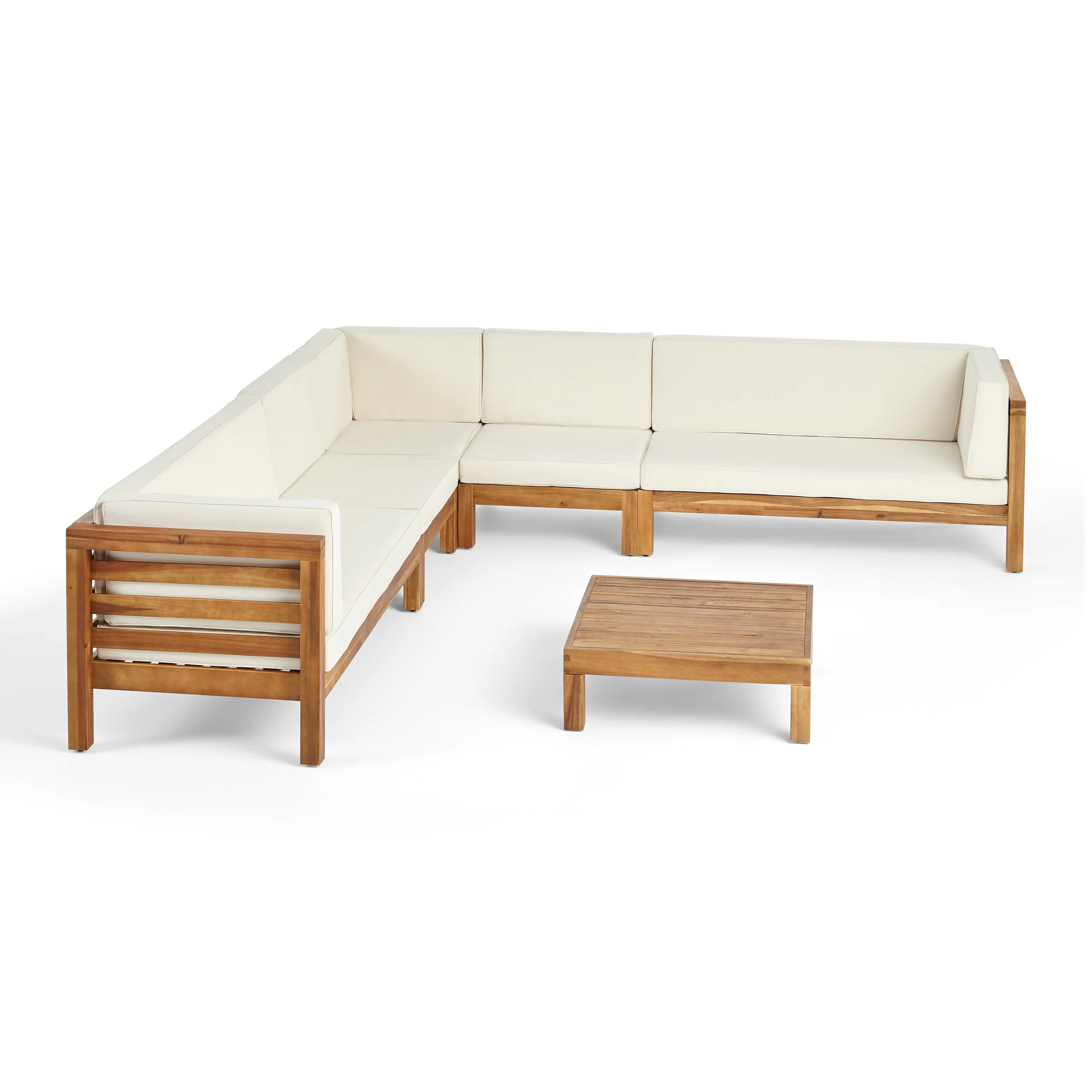 Emma Outdoor 7 Seater Acacia Wood Sectional Sofa Set - furnishings