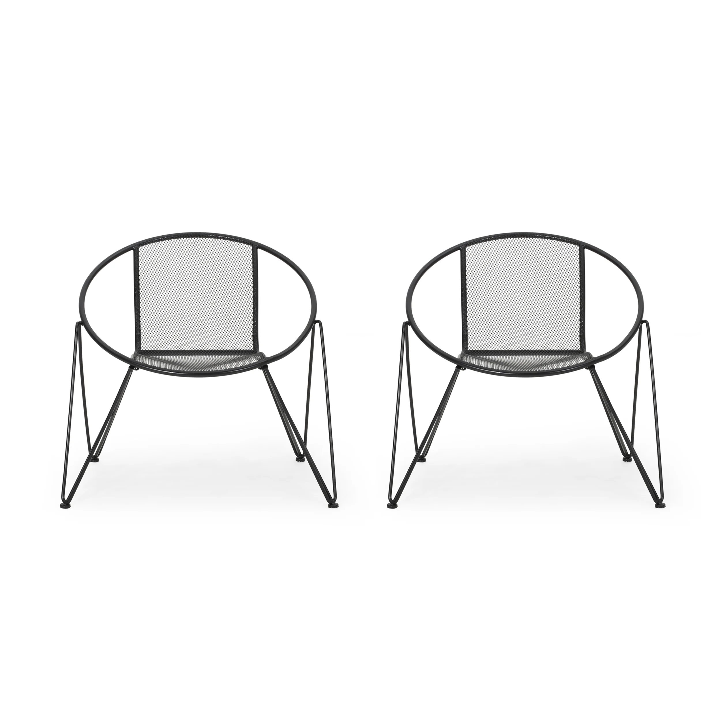 Graham Modern Outdoor Iron Club Chair (Set of 2) - furnishings