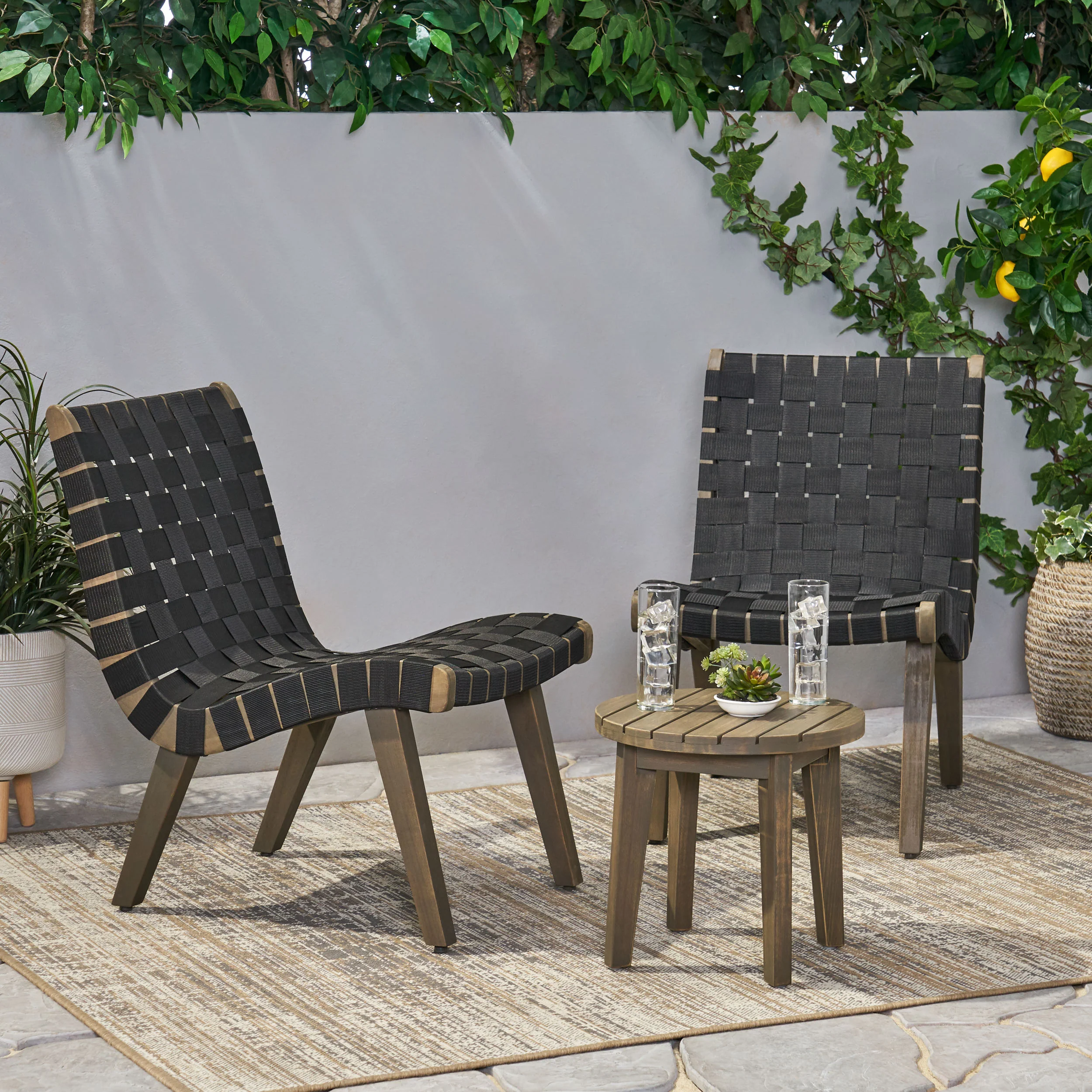 Ocilla Outdoor Rope Weave Chat Set - furnishings