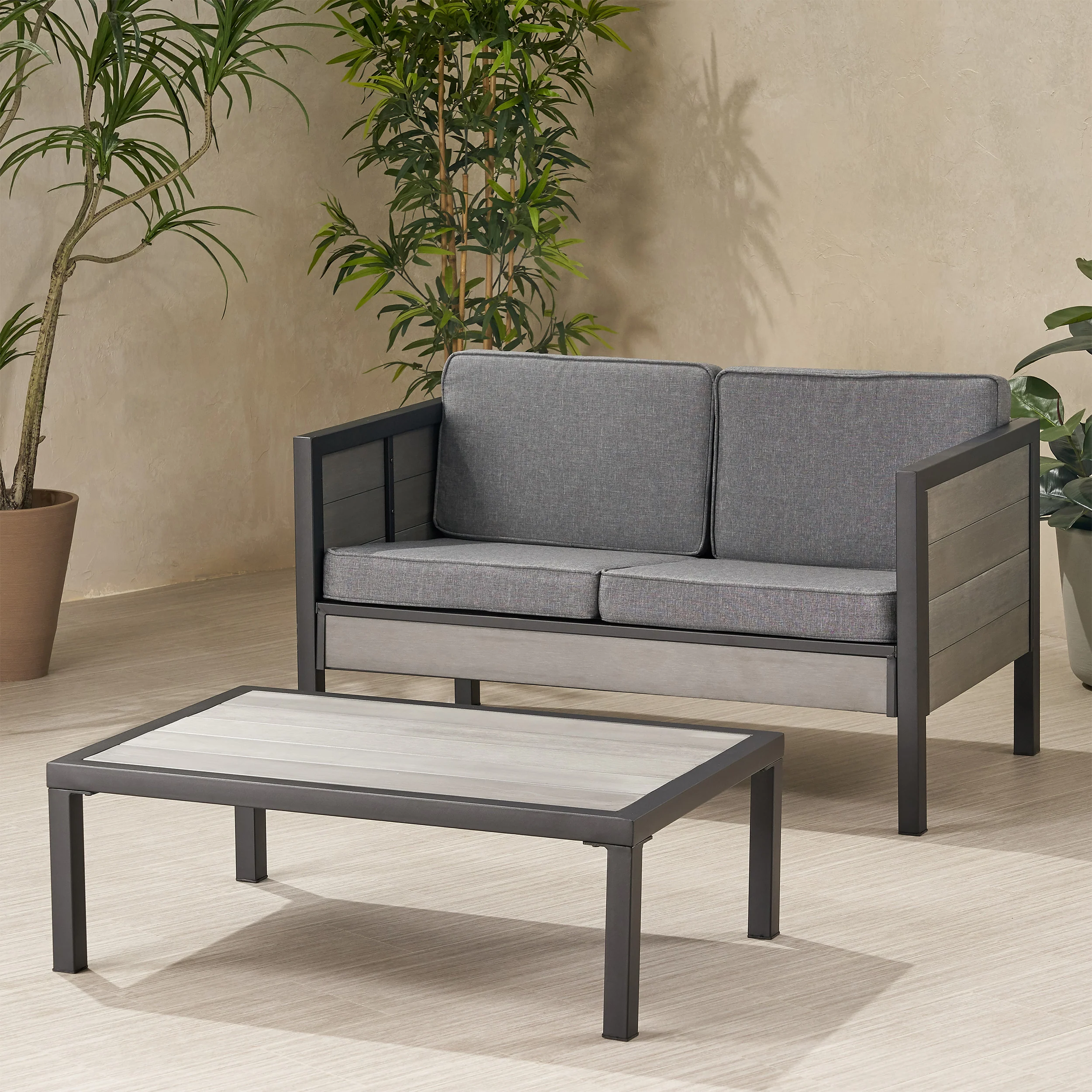 Grace Outdoor Loveseat Set with Coffee Table - furnishings