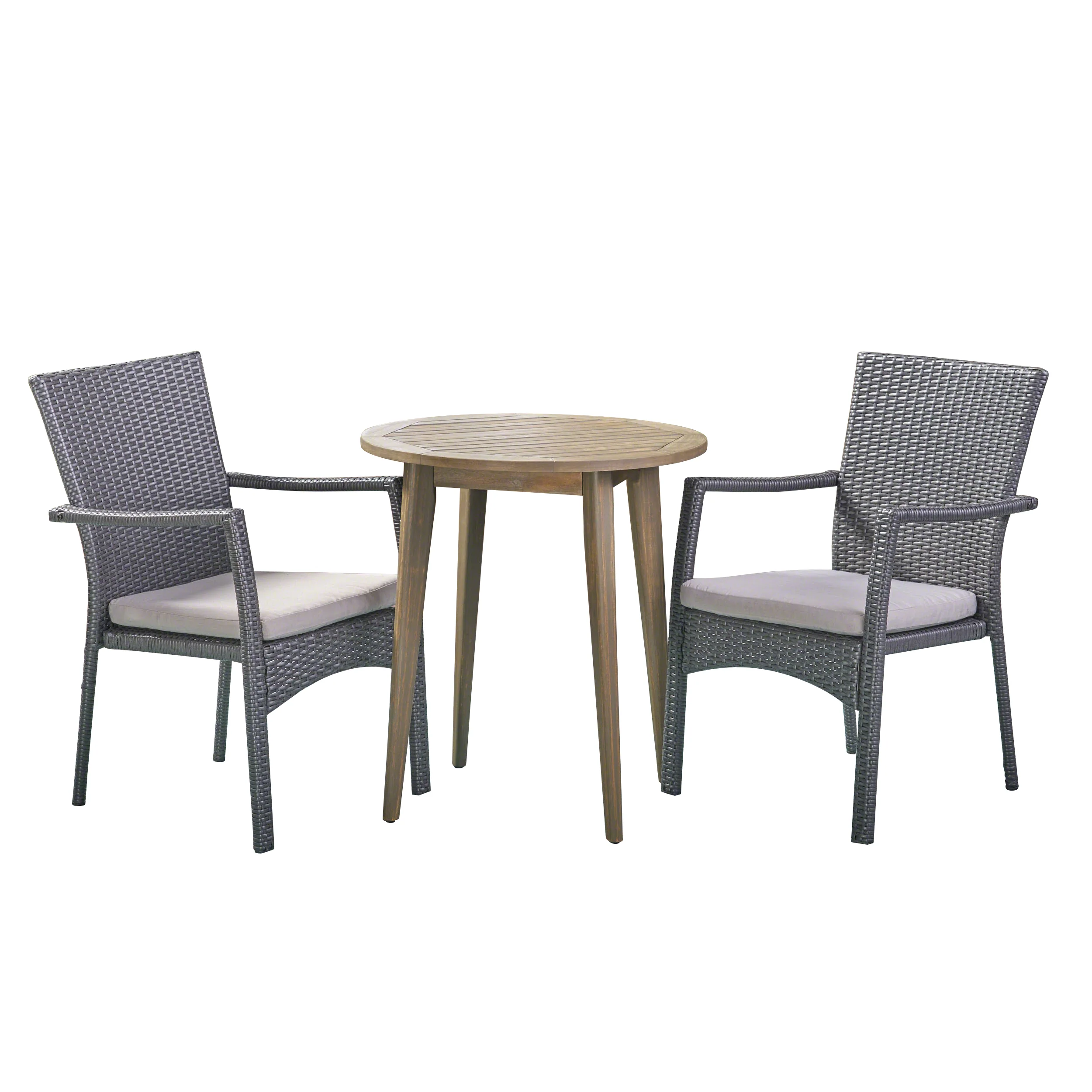 Babb Outdoor 3 Piece Wood  and Wicker Bistro Set - furnishings