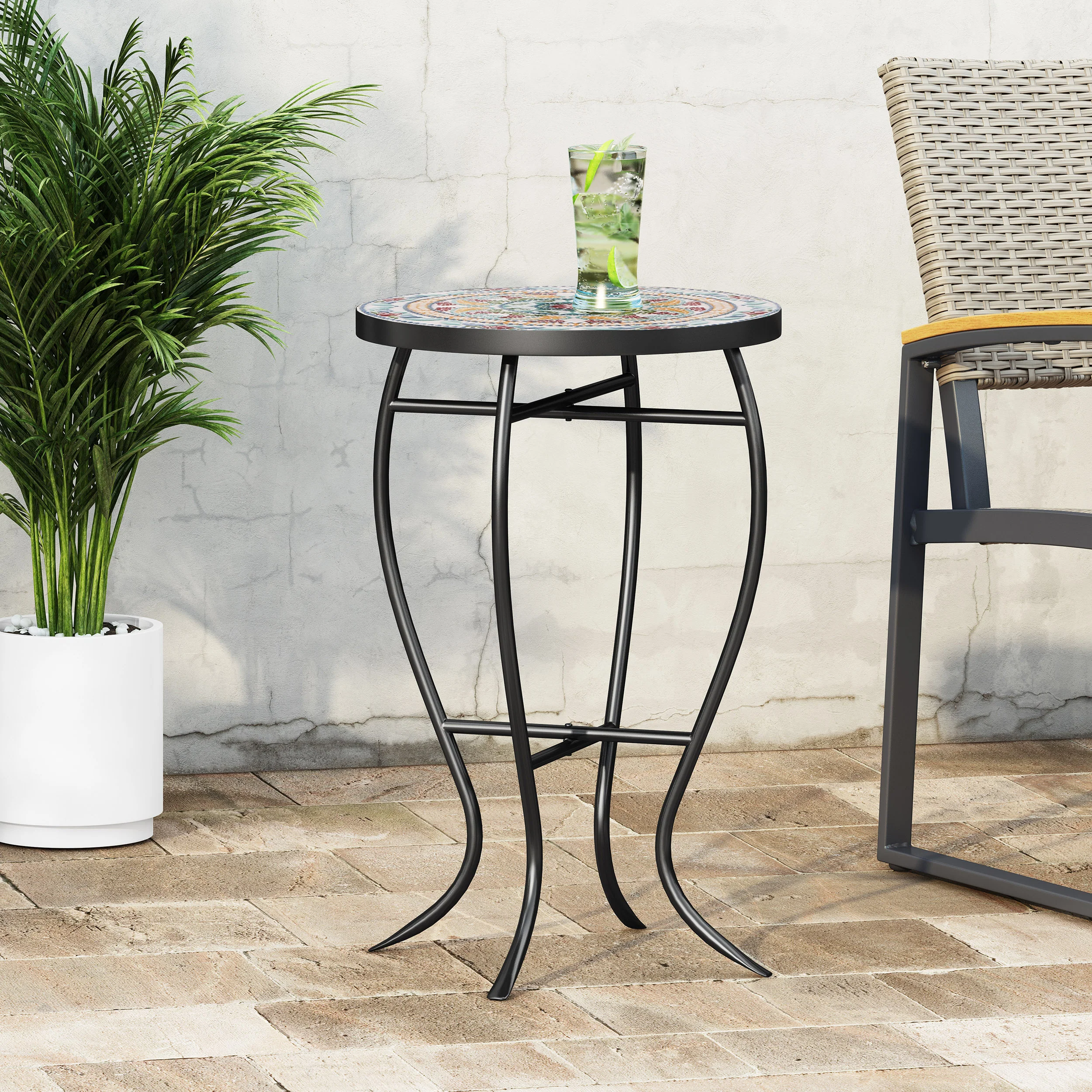 Frimy Outdoor Side Table with Tile Top - furnishings