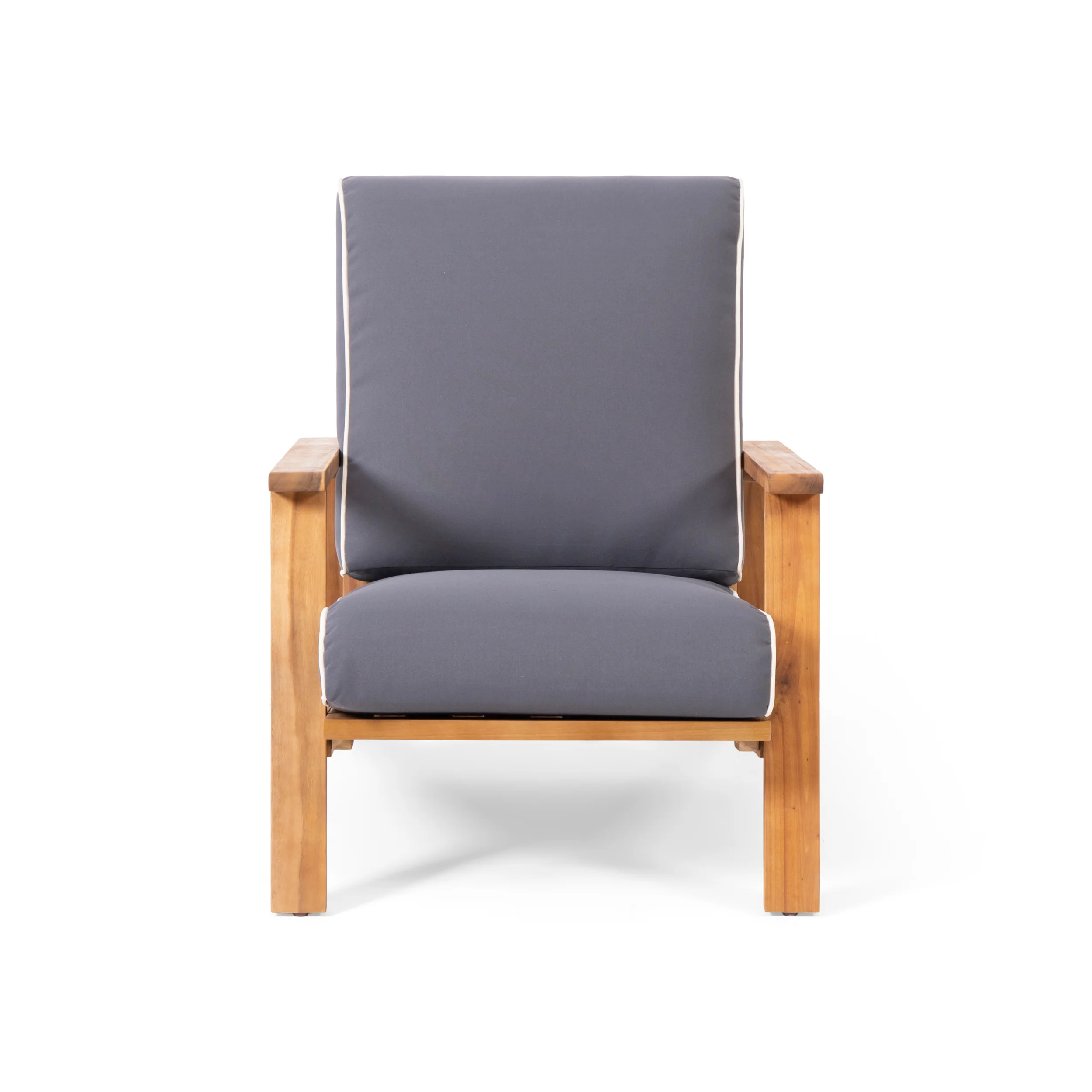 Youssef Outdoor Acacia Wood Club Chairs with Cushions (Set of 2) - furnishings