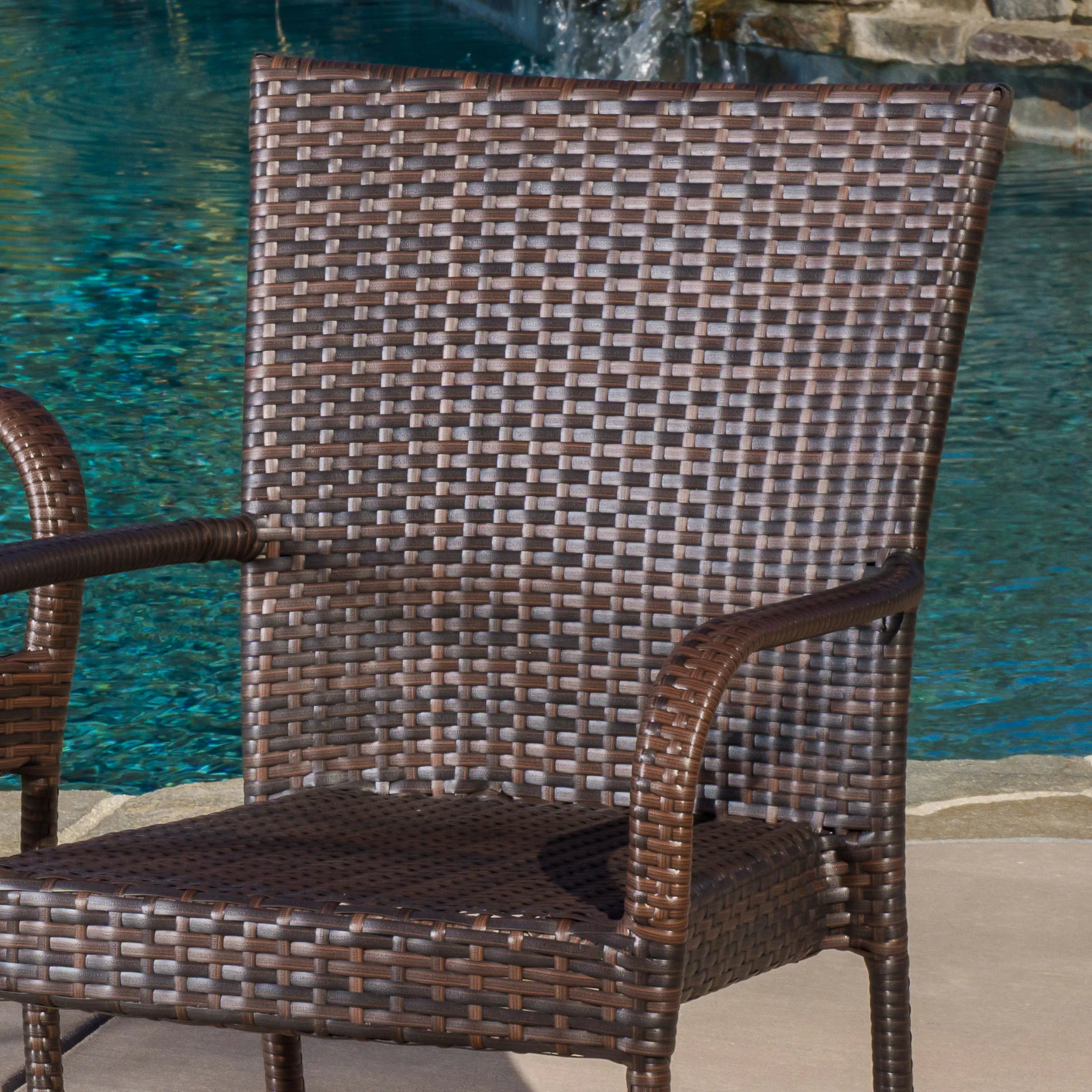 Parham Outdoor 3 Piece Multi-brown Wicker Stacking Chair Chat Set - furnishings