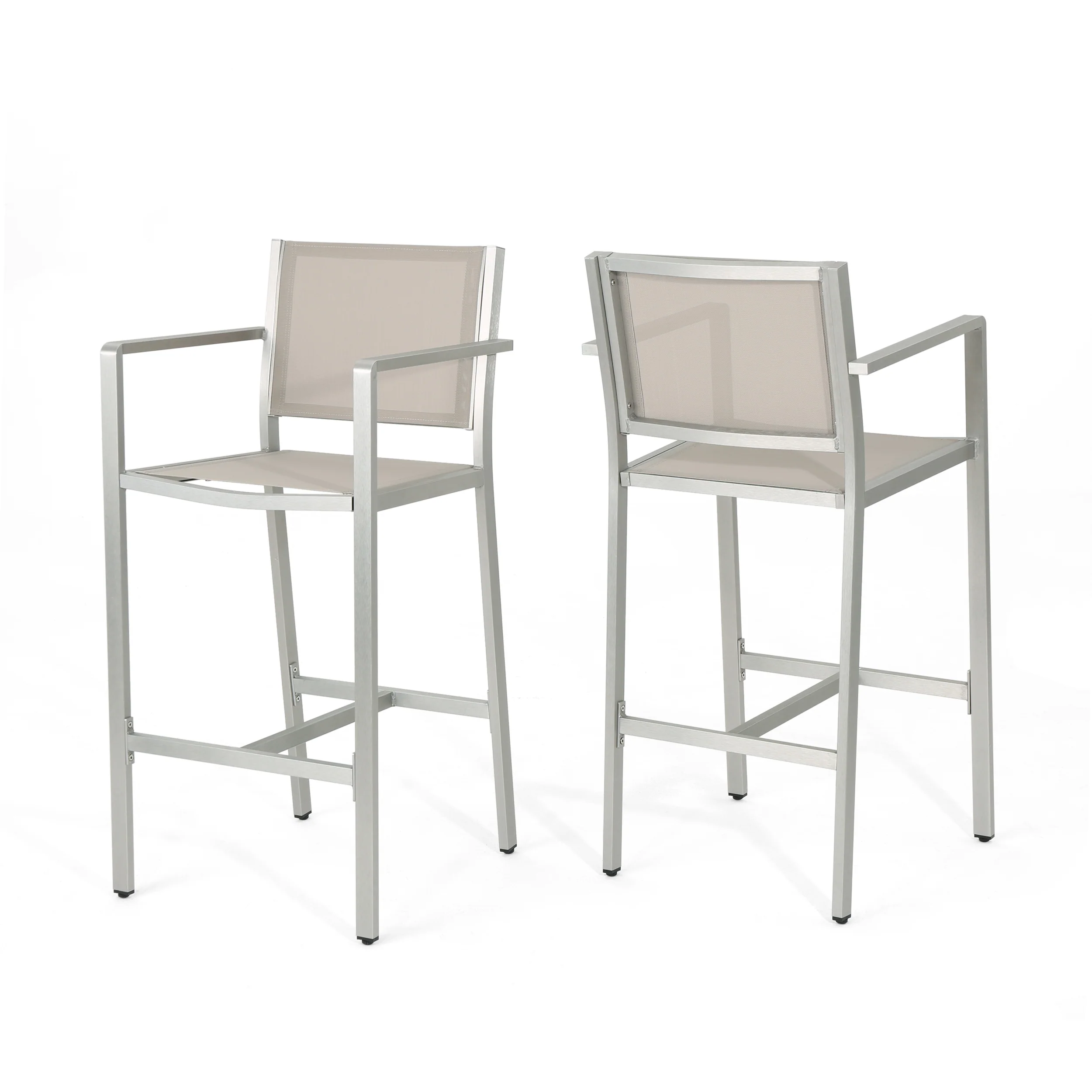 Tammy Coral Outdoor Mesh 29.50 Inch Barstools with Rust-Proof Aluminum Frame - furnishings