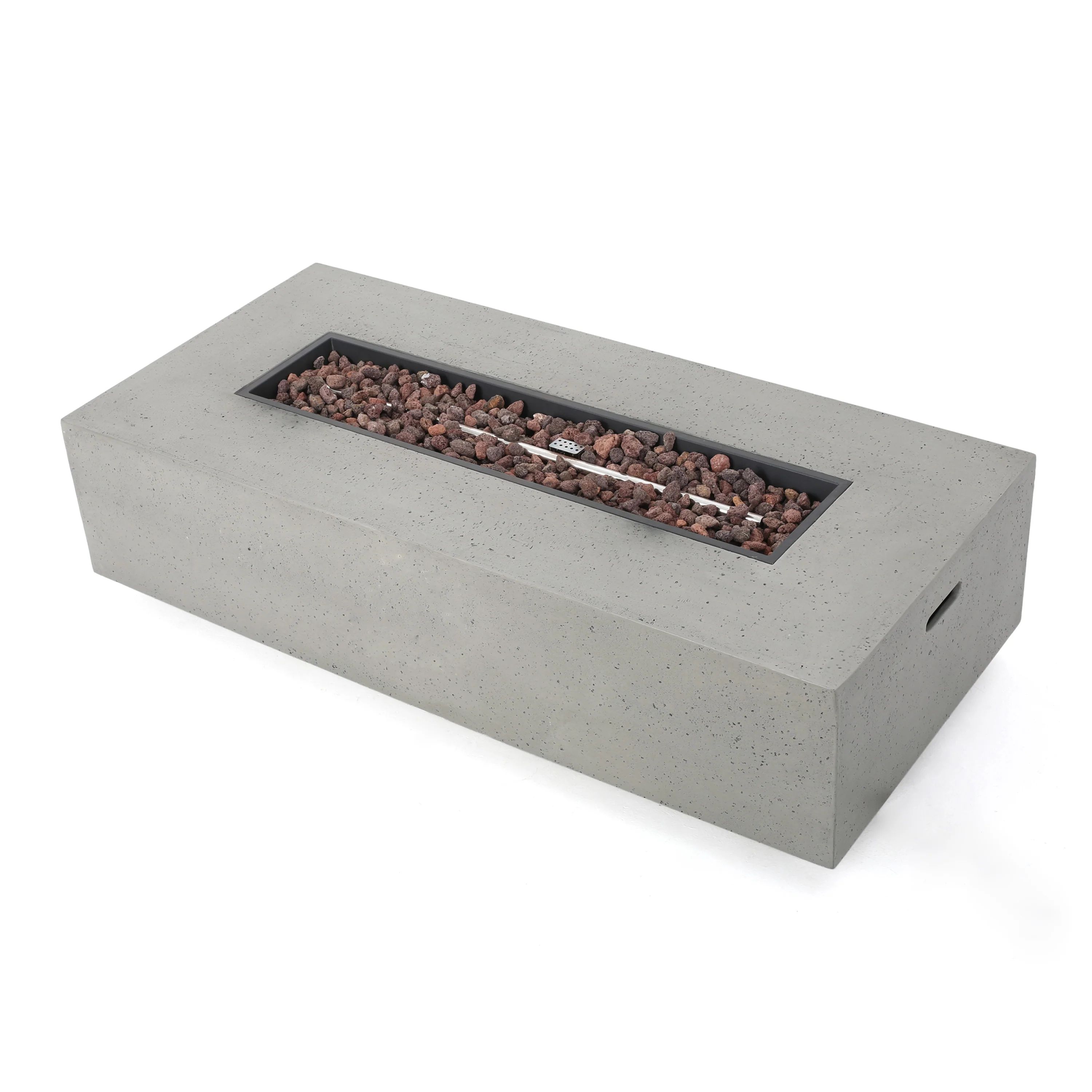 Tabby Outdoor 6 Seater Wood and Wicker Chat Set with Fire Pit - furnishings