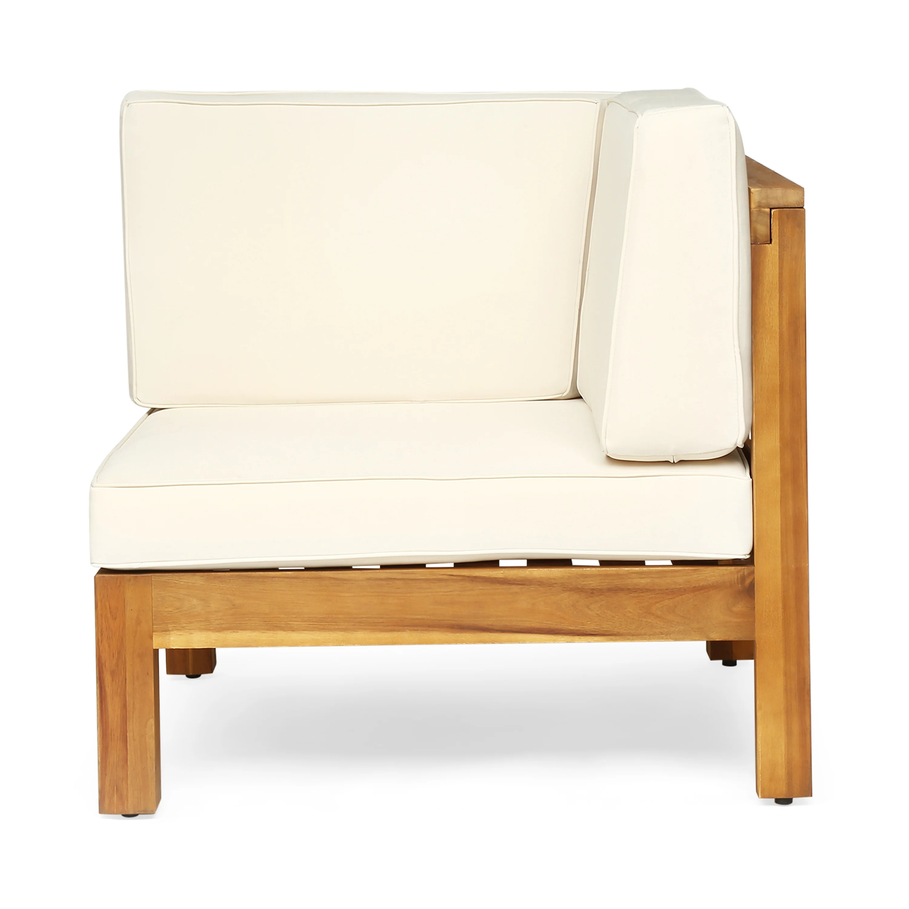 Brava Outdoor Modular Acacia Wood Sofa with Cushions and Coffee Table Set - furnishings