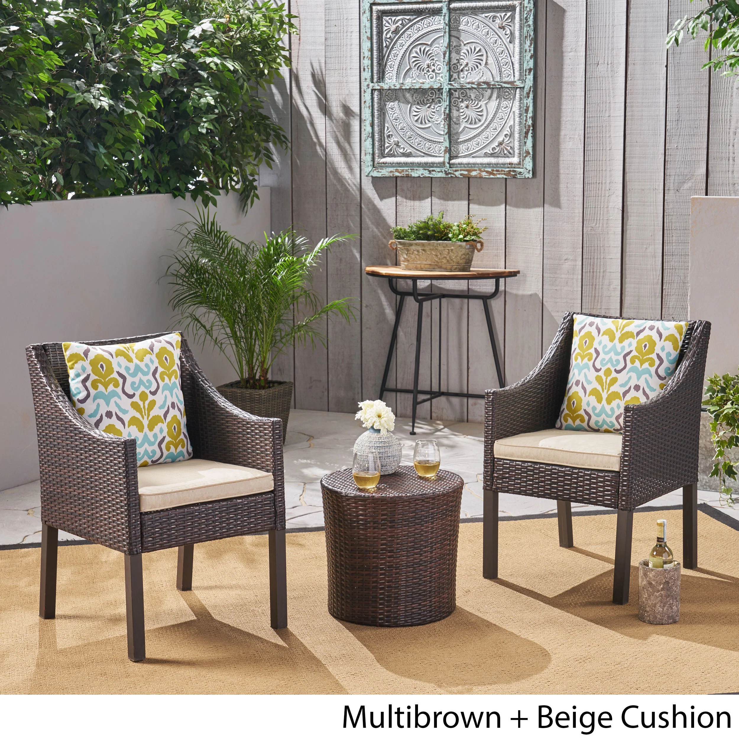 Sims Outdoor 3 Piece Wicker Chat Set - furnishings