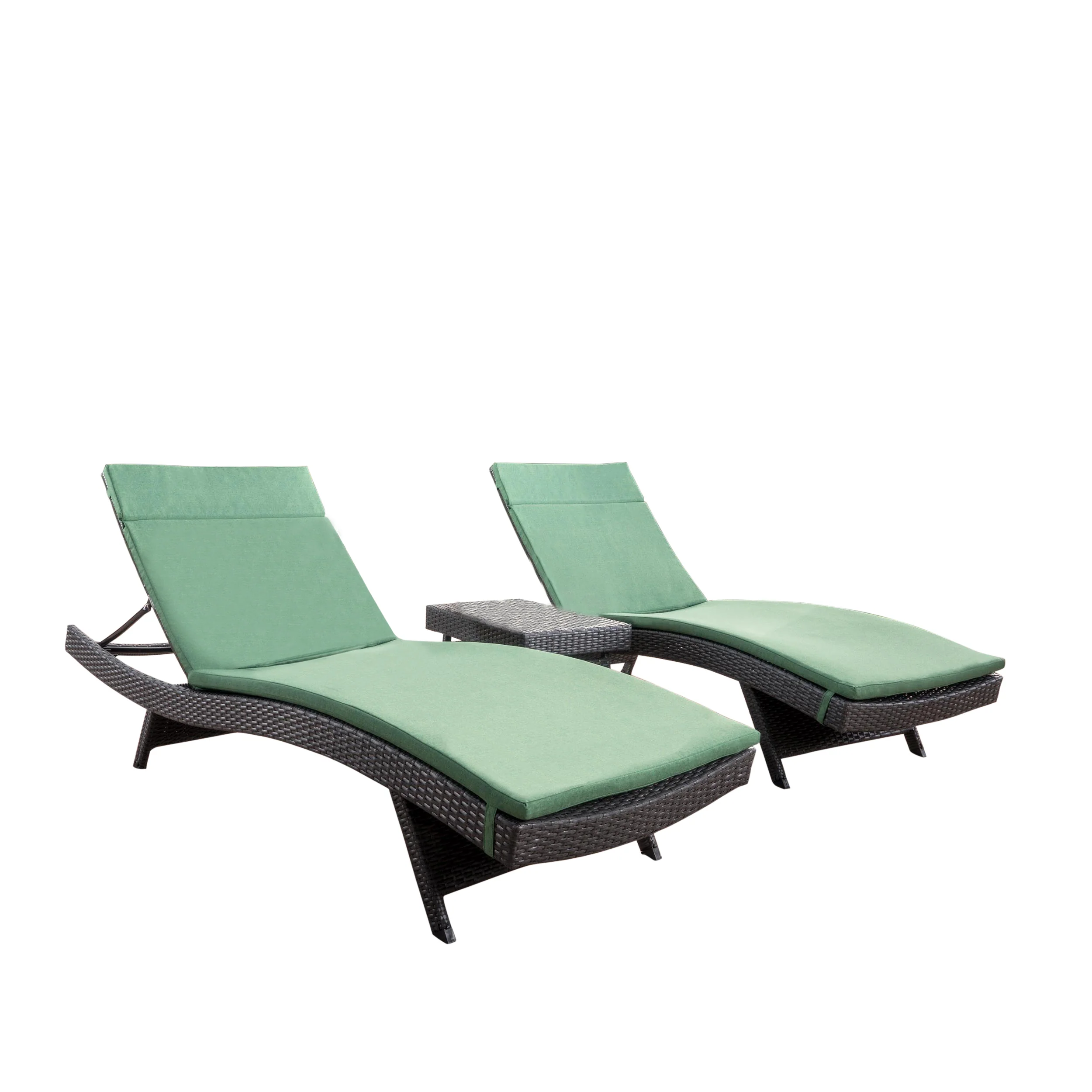 Lakeport 3pc Outdoor Wicker Chaise Lounge Chair & Table Set - furnishings