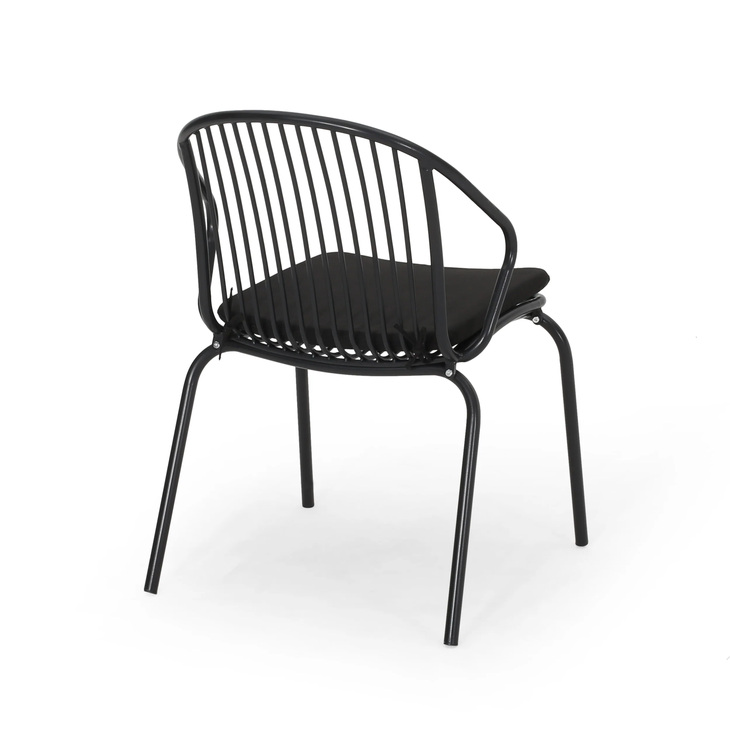 Emily Outdoor Modern Iron Club Chair with Cushion (Set of 2) - furnishings