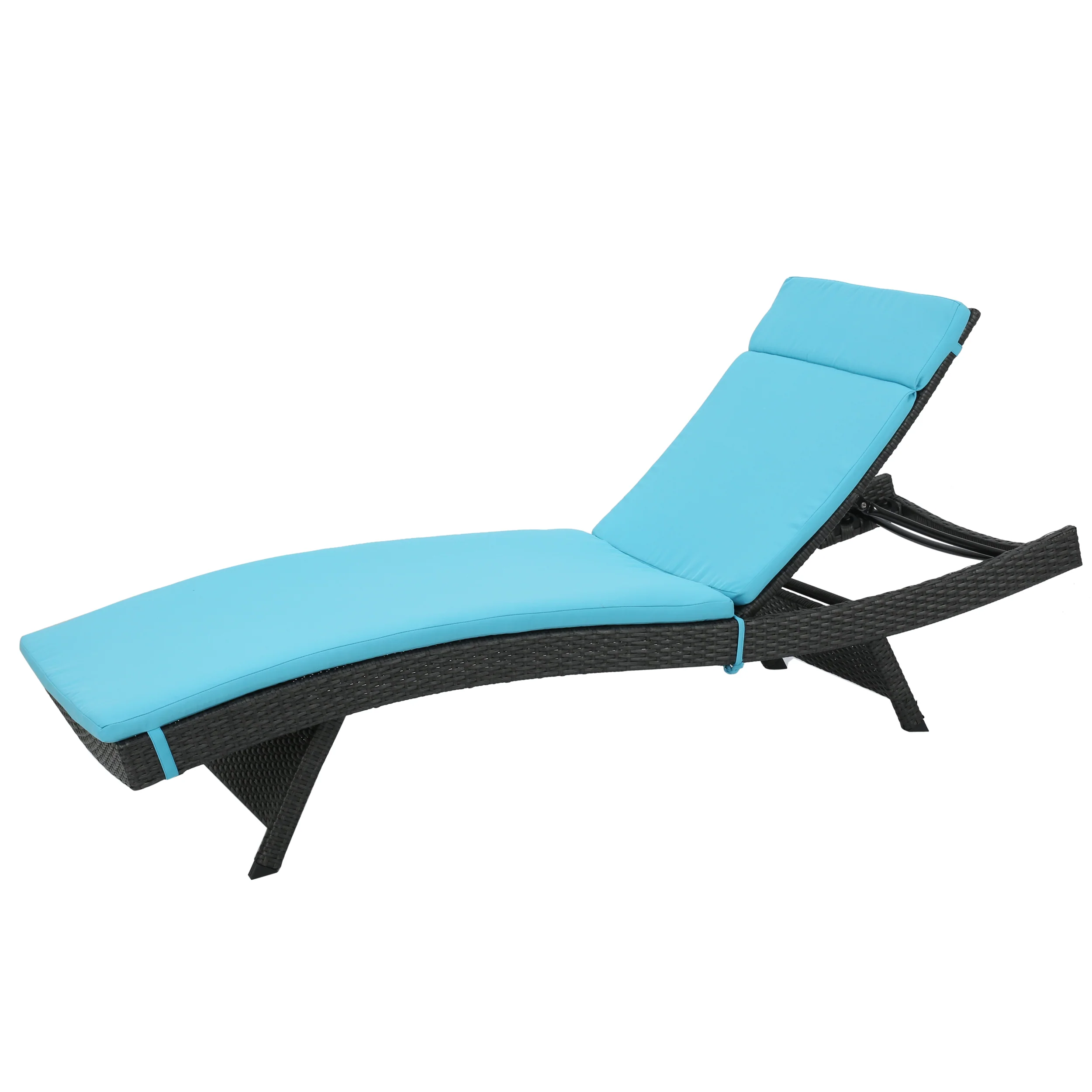 Nassau Outdoor Grey Wicker Adjustable Chaise Lounge with Cushion - furnishings