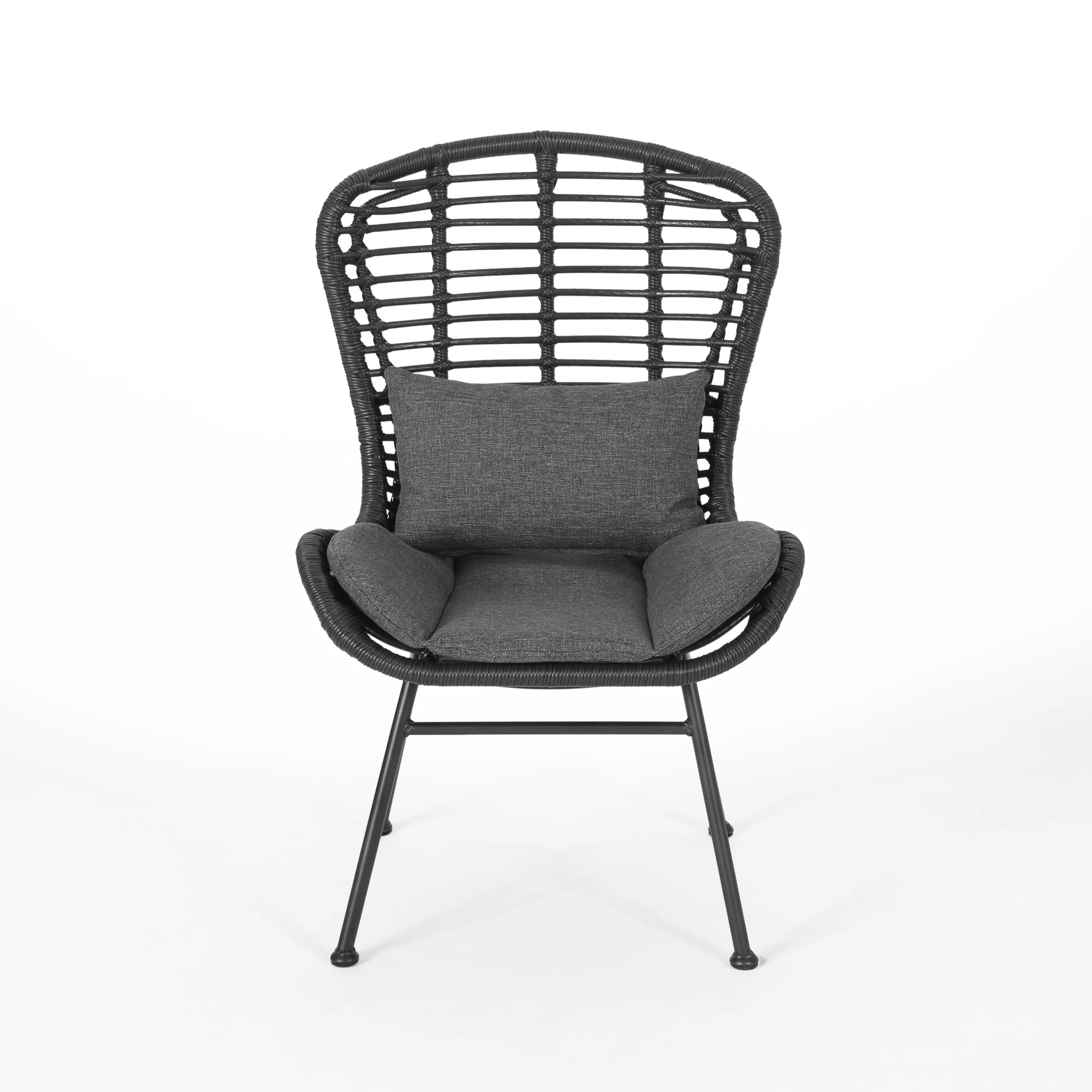 Keslynn Outdoor Modern Boho 2 Seater Wicker Chat Set with Side Table - furnishings