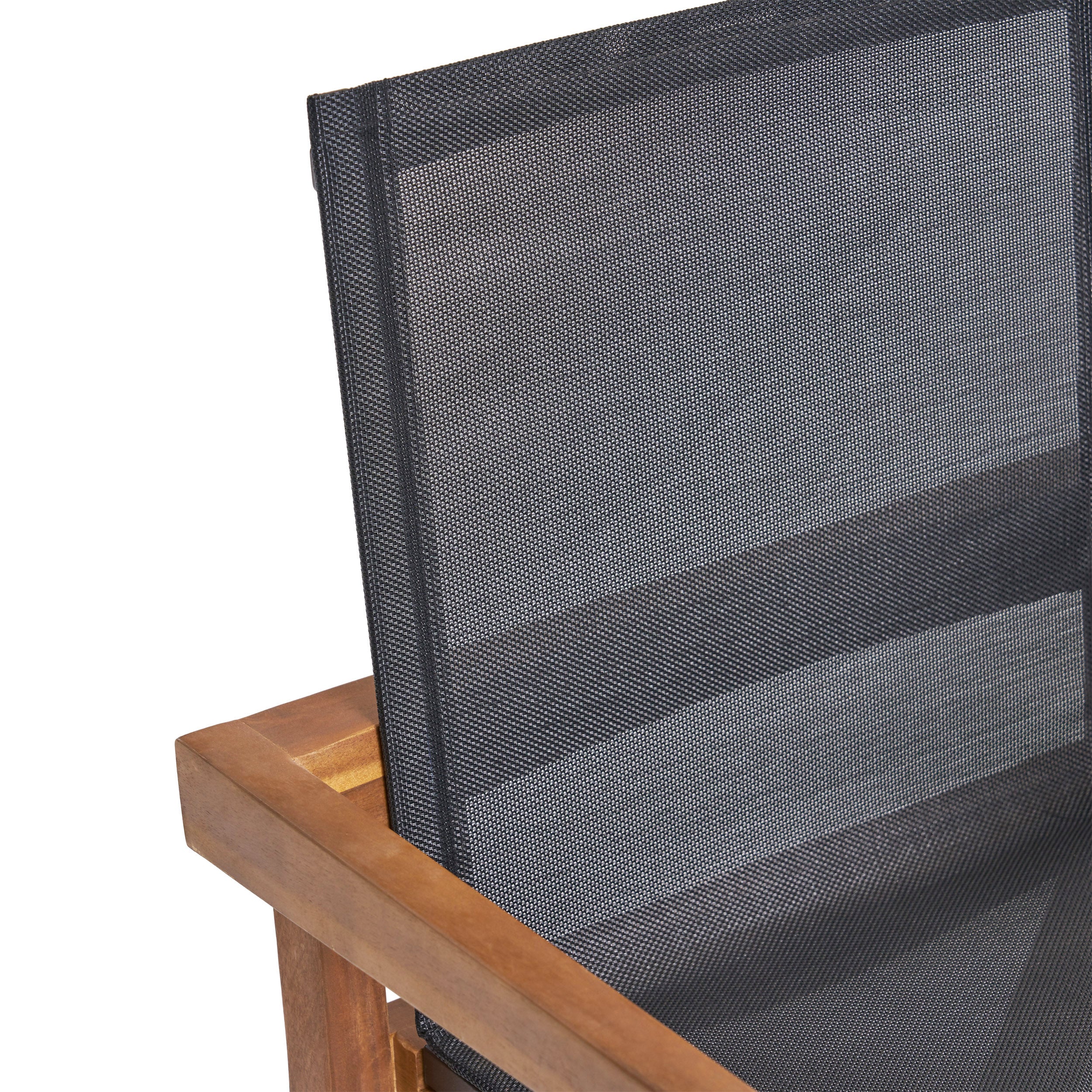 Jimmy Outdoor Acacia Wood and Mesh Dining Chairs (Set of 2) - furnishings