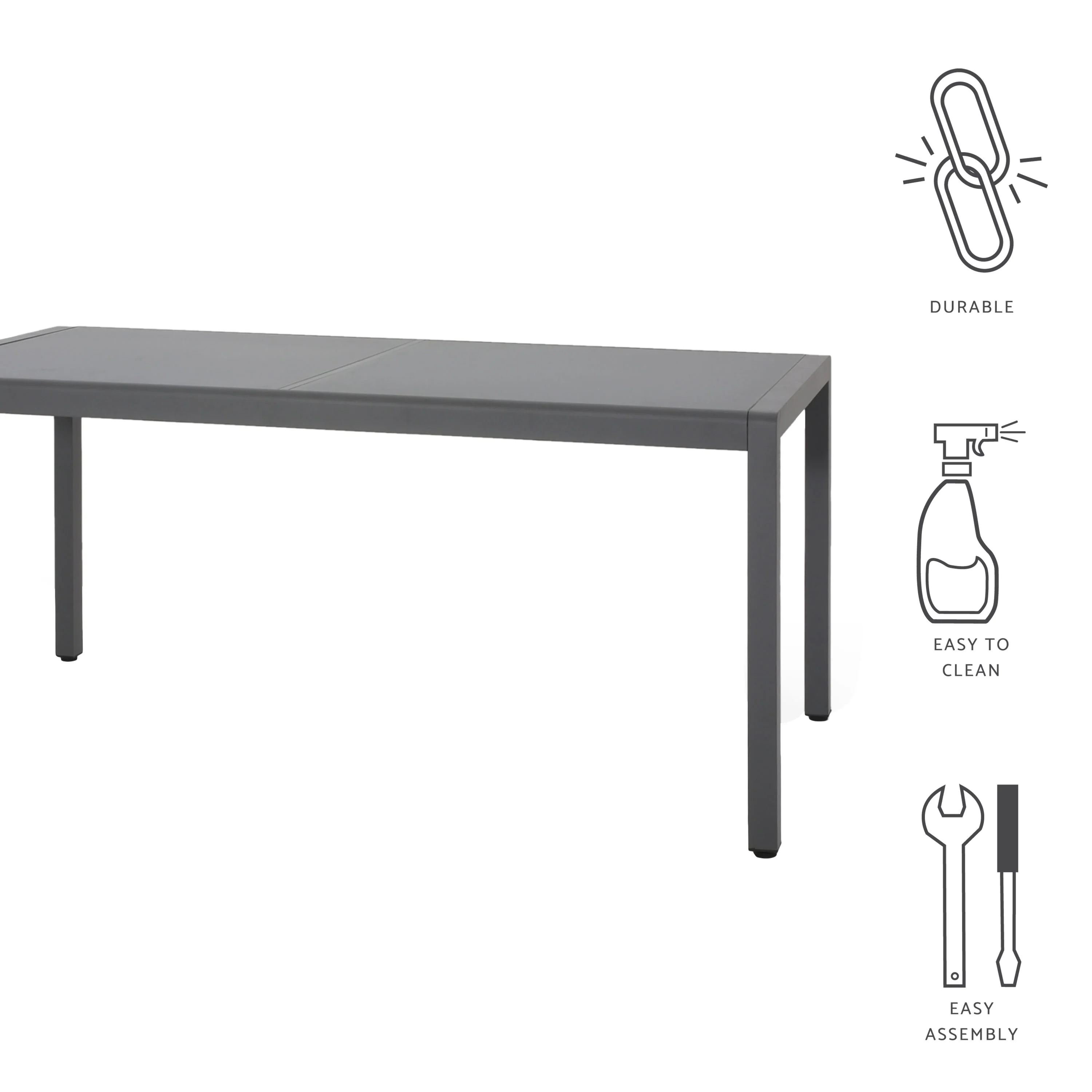 Cherie Outdoor Aluminum Dining Table with Tempered Glass Table Top - furnishings