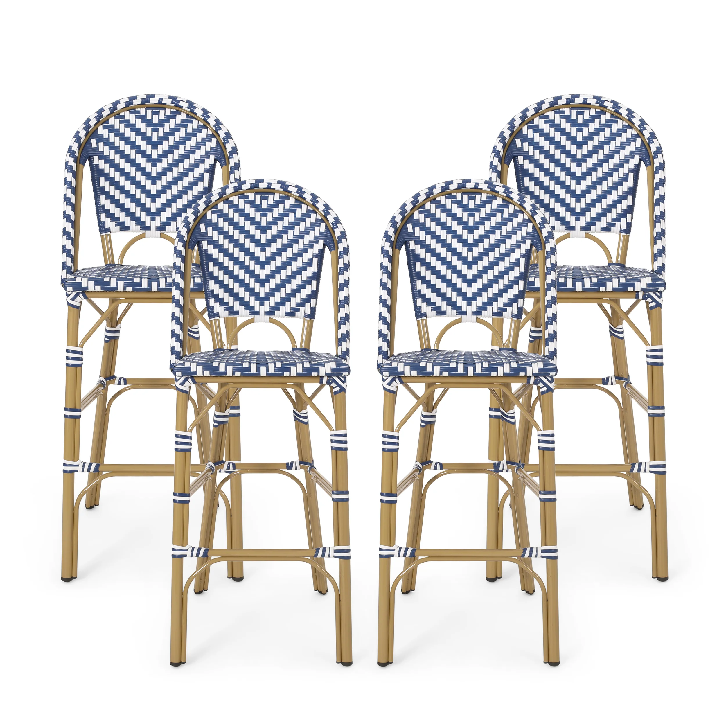 Grelton Outdoor Aluminum French Barstools, Set of 4 - furnishings