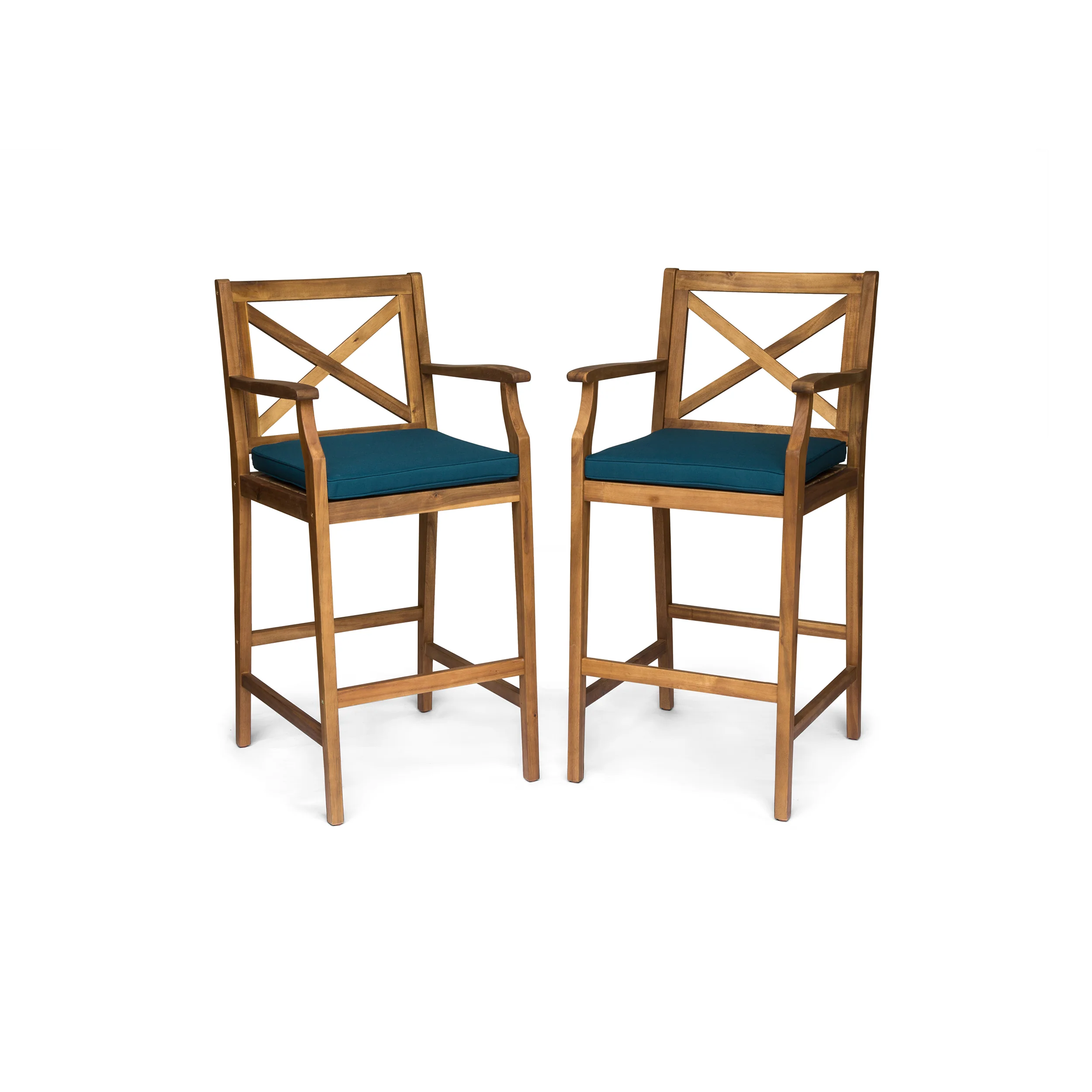 Logan Outdoor Acacia Wood Barstool (set of 2) - furnishings