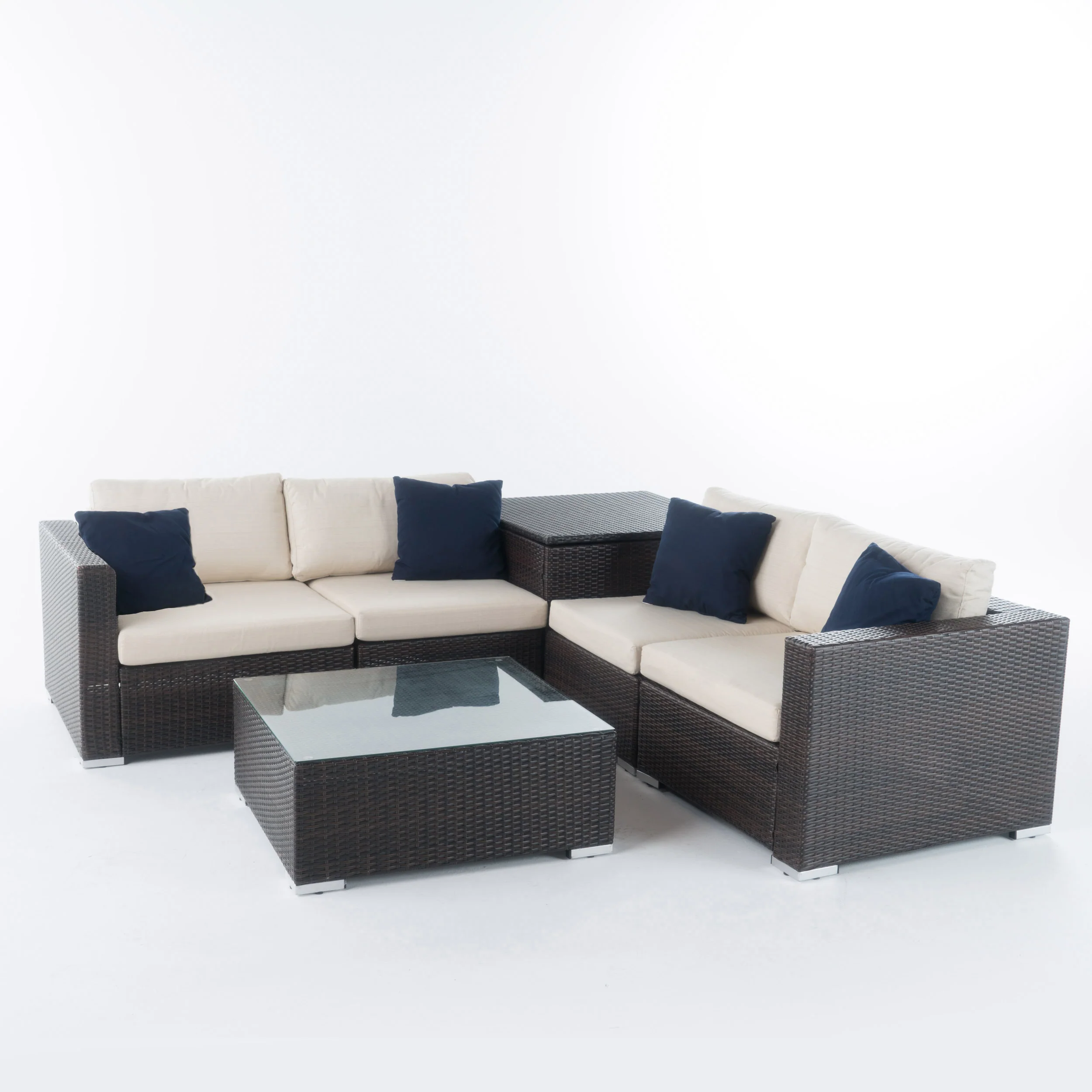 Francisco 6pc Outdoor Wicker Sectional Sofa w/ Storage - furnishings