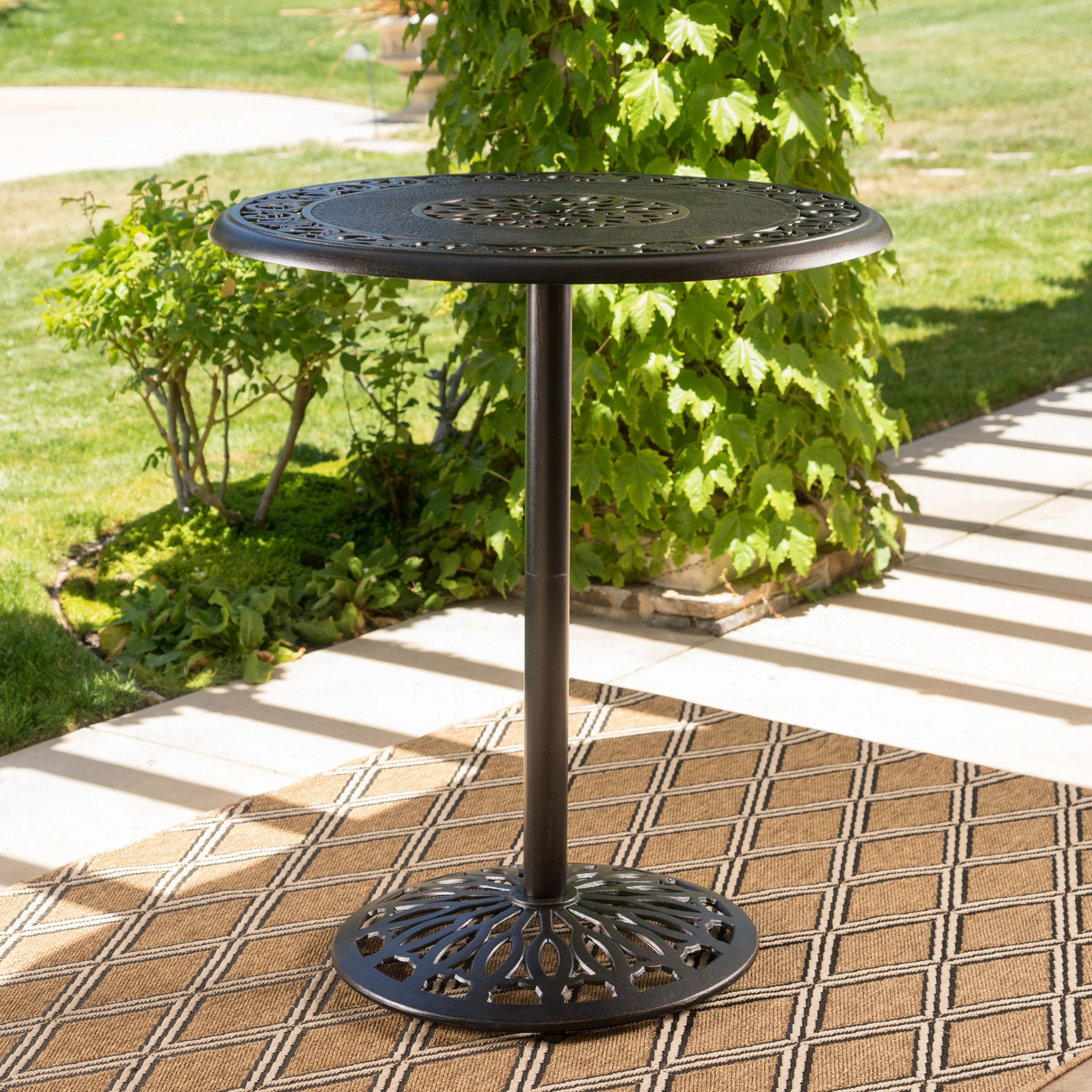 Handel Outdoor Patina Copper Finish Cast Aluminum Bar Table - furnishings