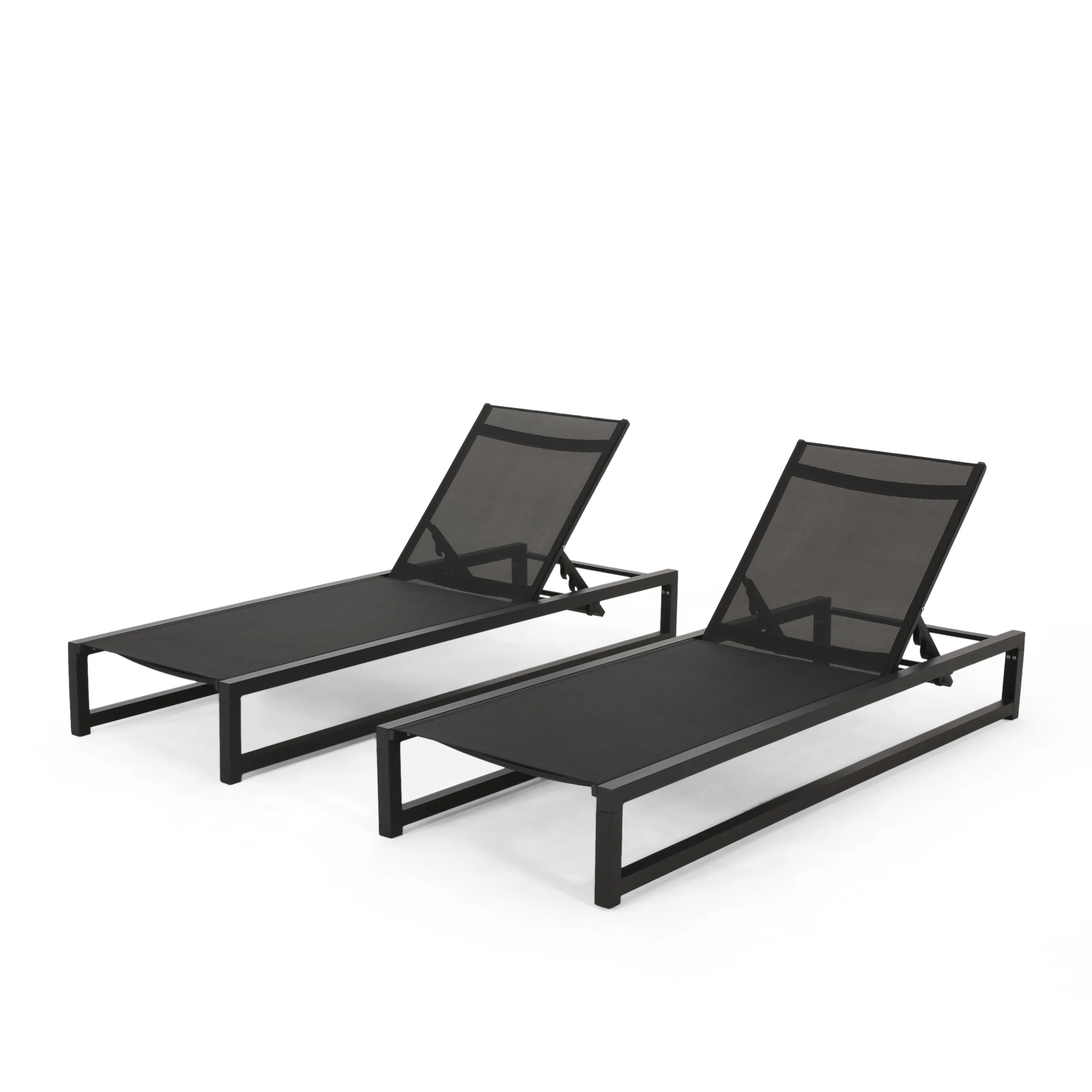 Moderna Outdoor Aluminum Chaise Lounge with Mesh Seating (Set of 2) - furnishings