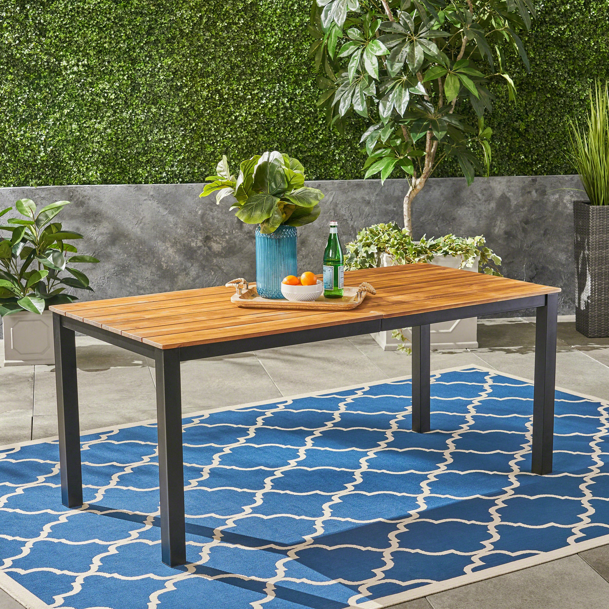 Zak Outdoor 71-inch Acacia Wood Dining Table, Teak Finish - furnishings