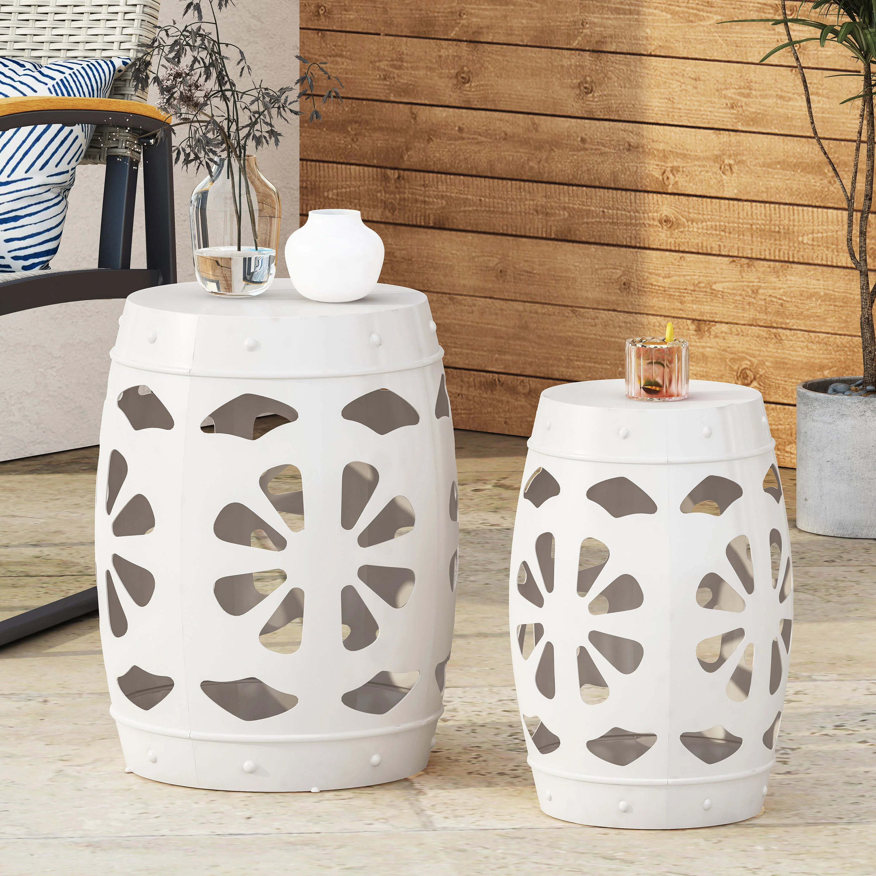 Carey Outdoor Metal Side Tables, Set of 2 - furnishings