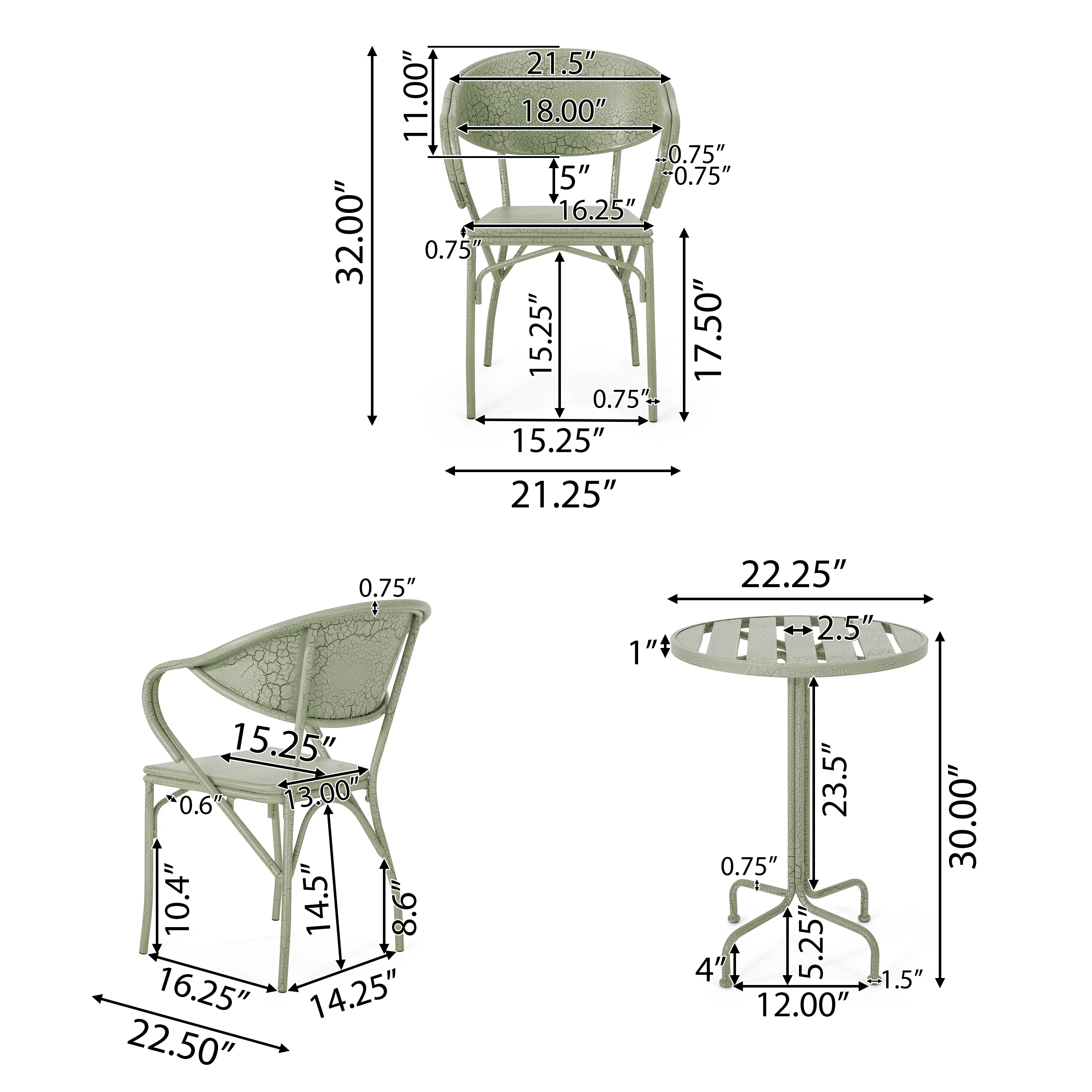 Warren Desert Outdoor Modern 2 Seater Bistro Set - furnishings