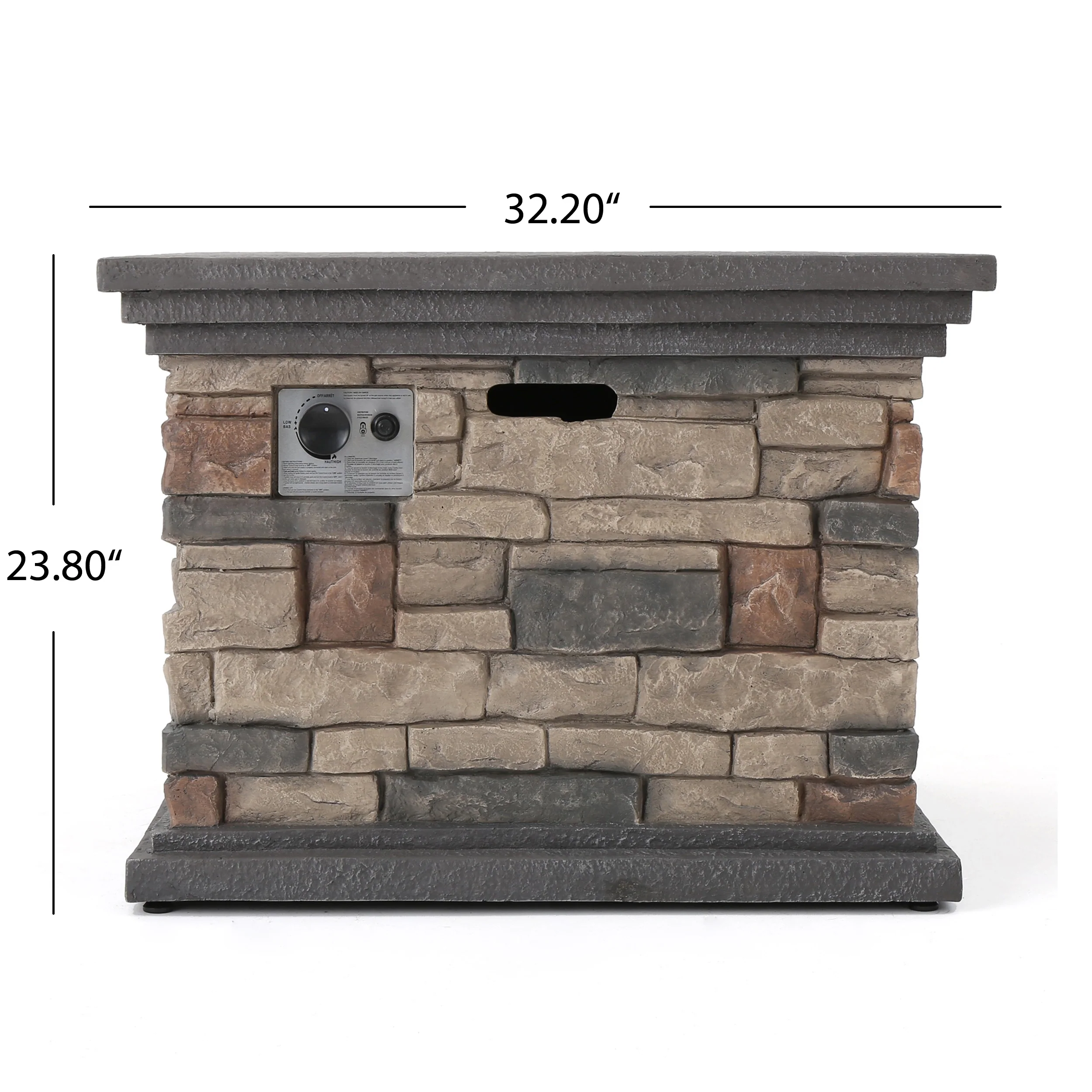 Aspen Outdoor 5 Piece Gray Wicker Chat Set with Stone Finished Fire Pit - furnishings