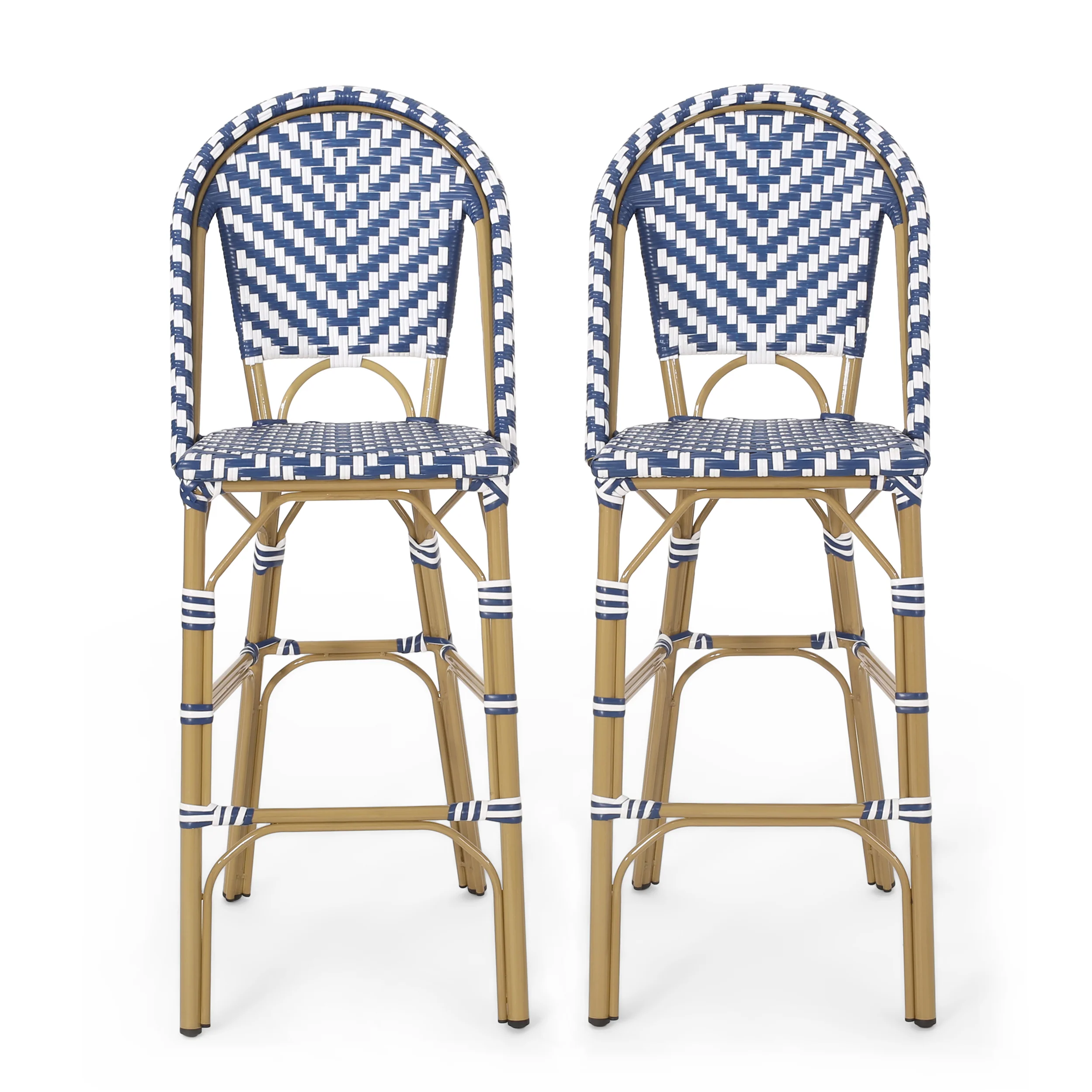 Grelton Outdoor Aluminum French Barstools, Set of 2 - furnishings