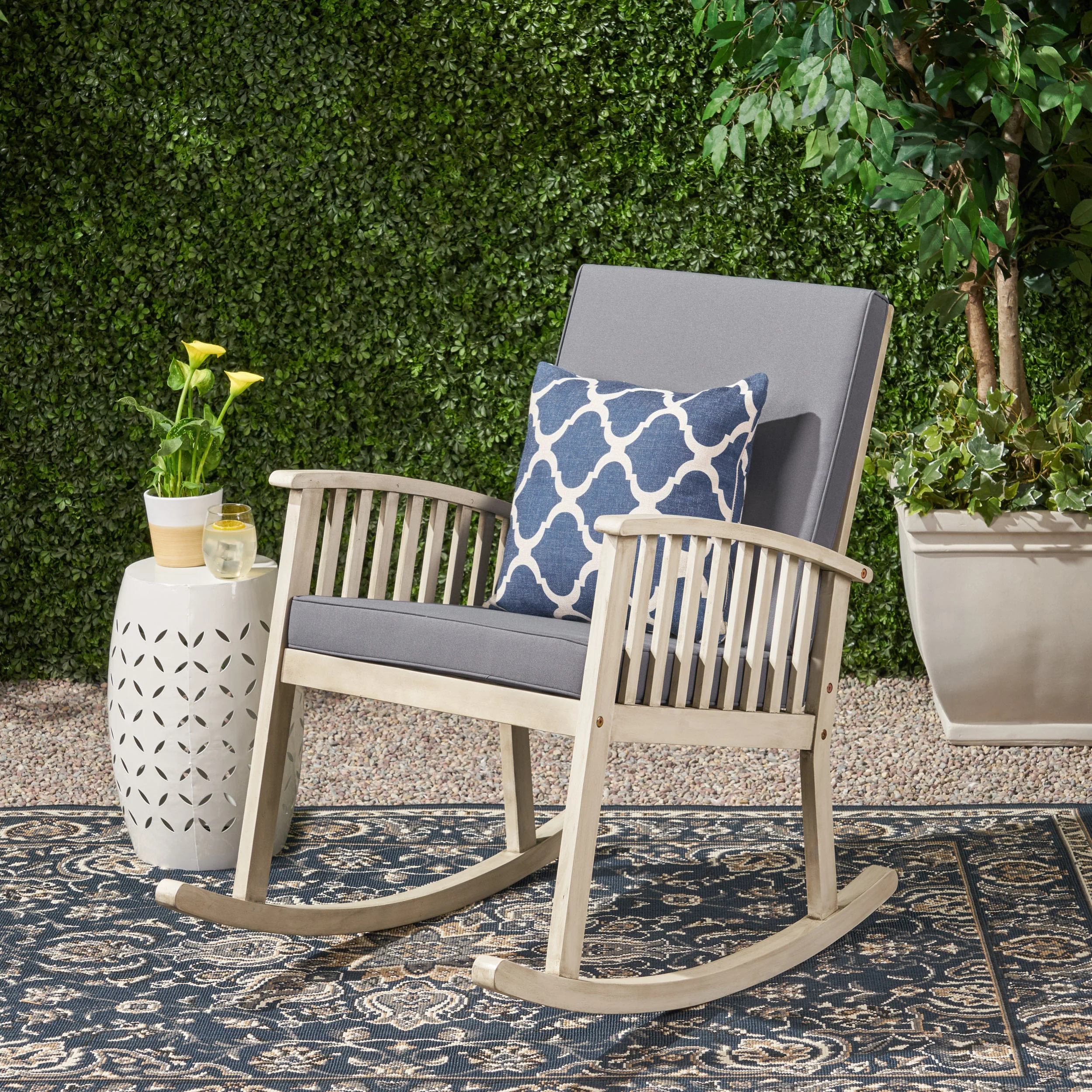 Audrey Outdoor Acacia Wood Rocking Chair - furnishings