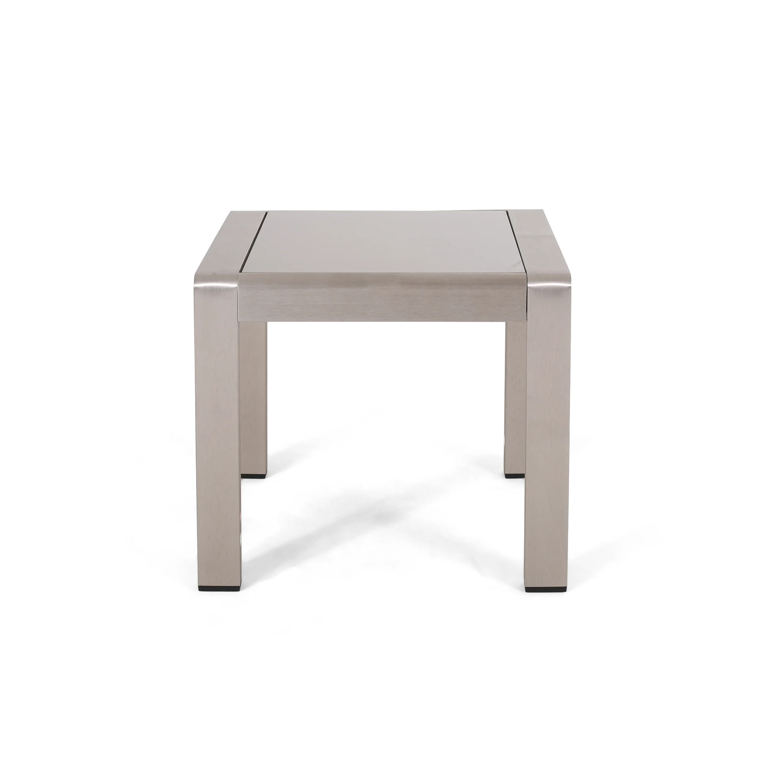 Giovanna Coral Outdoor Aluminum Side Table with Glass Top - furnishings