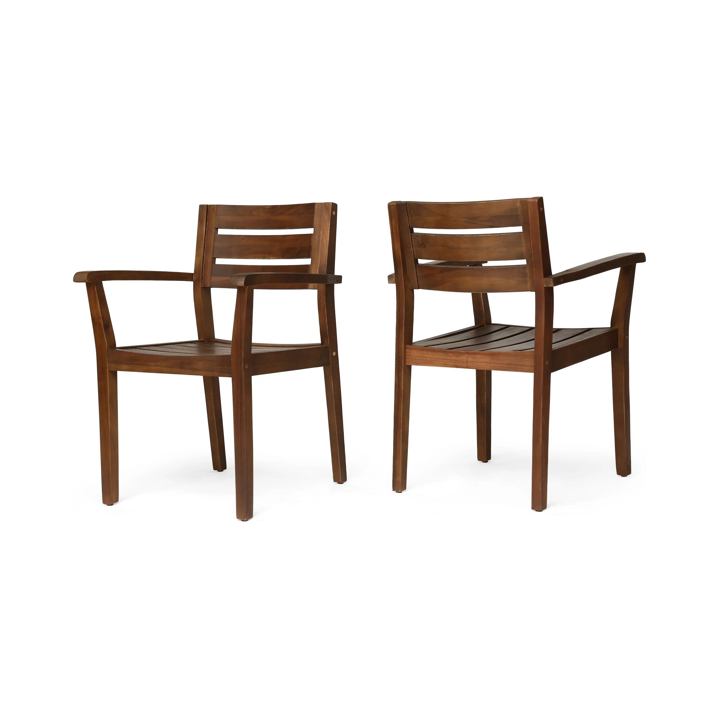 Stanford Outdoor Rustic Slat Acacia Wood Dining Chairs (Set of 2) - furnishings